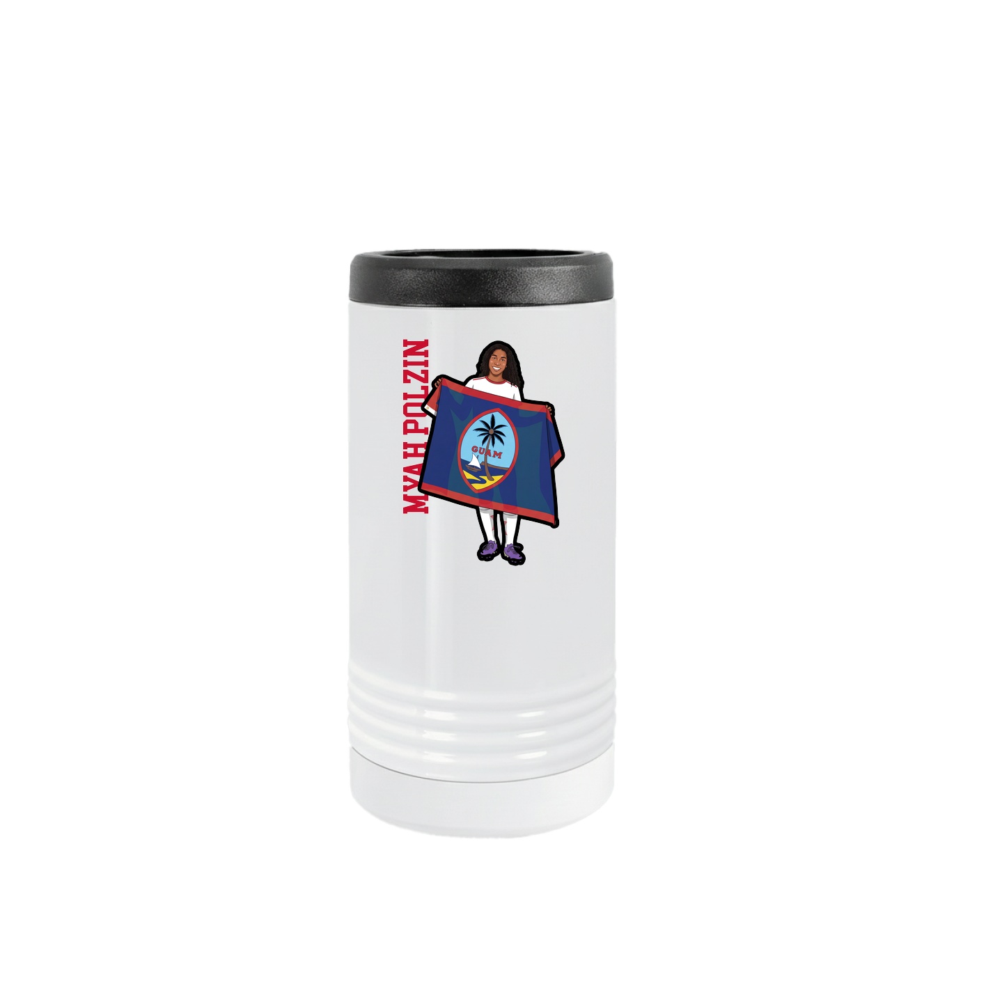 Slim Beverage Holder — Name Vertical in White