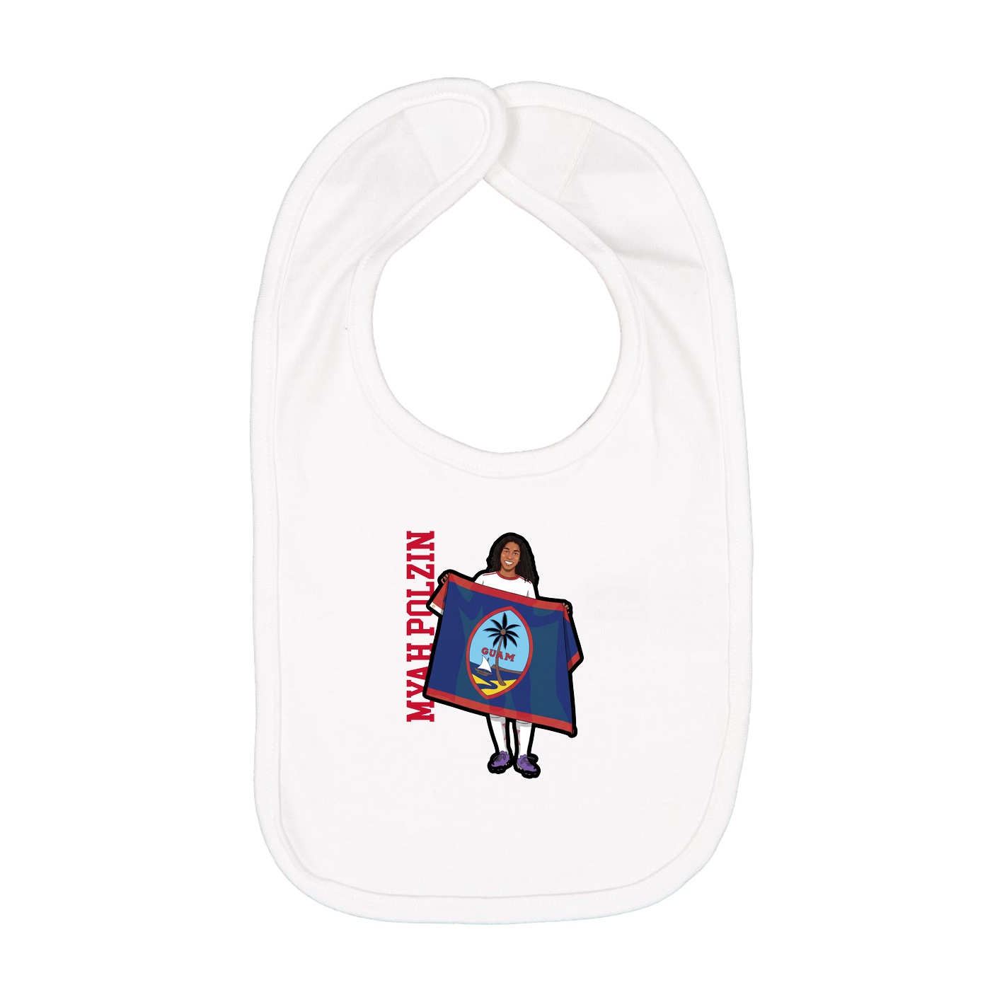 Infant Bib — Name Vertical in White
