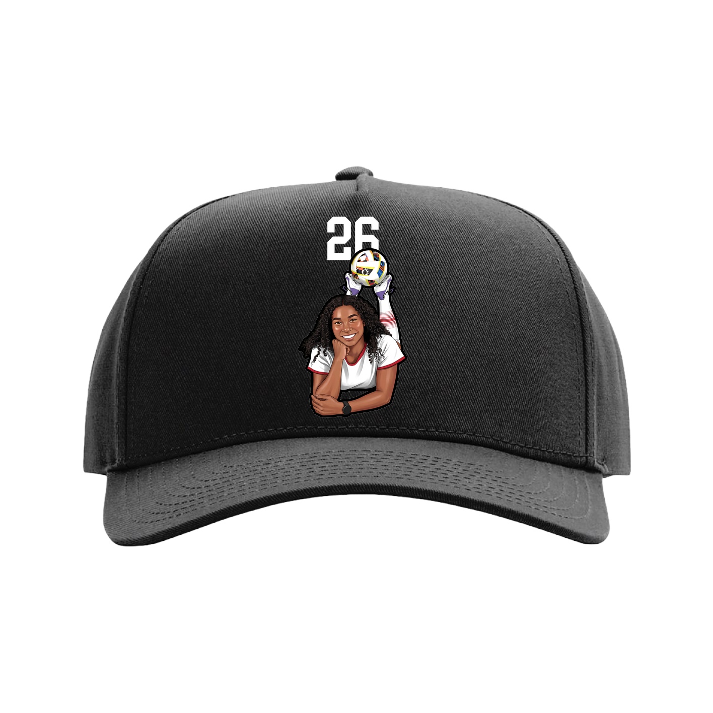 Full Fabric Five-Panel Champ Cap — Number Top in Black