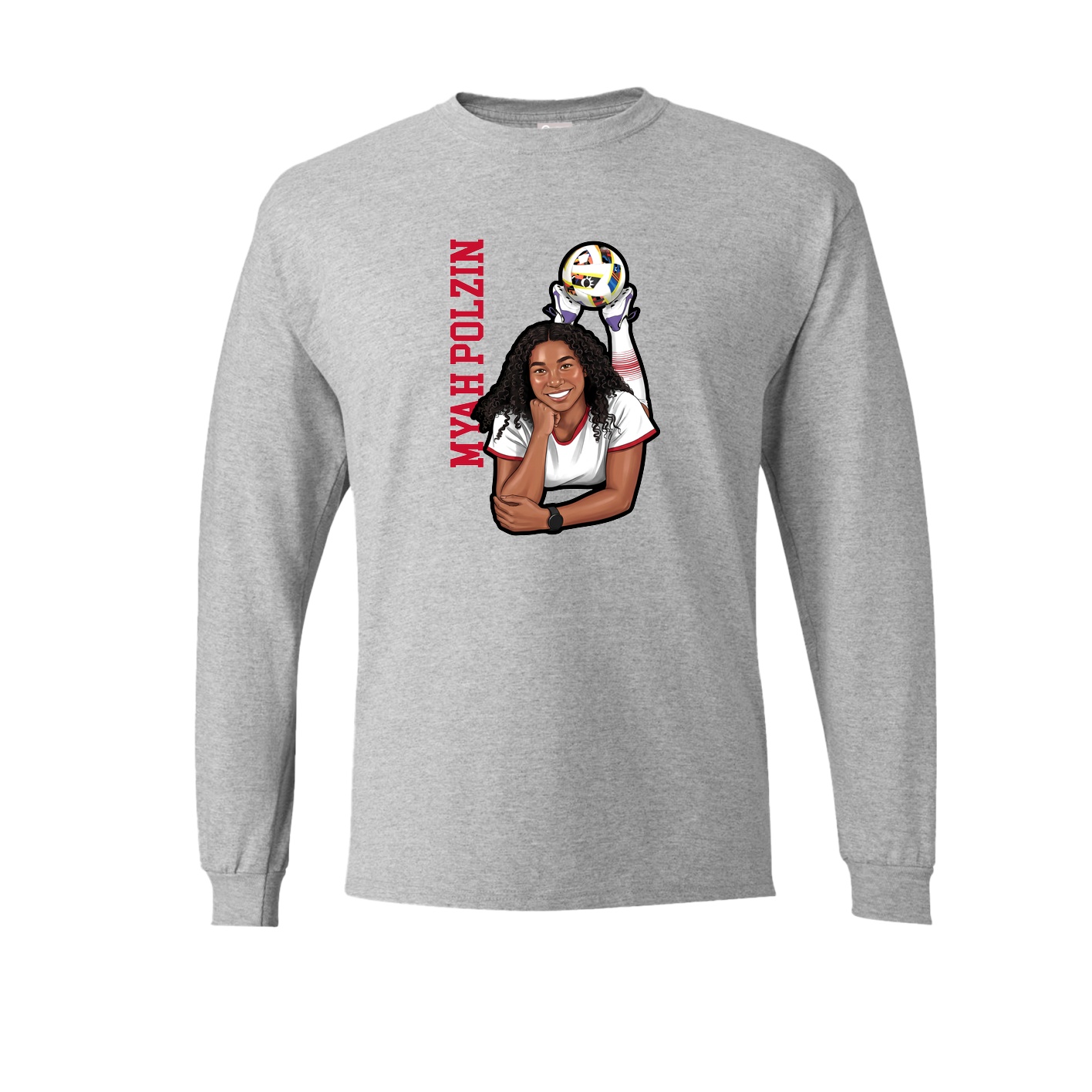 Long Sleeve Tee — Name Vertical in Grey