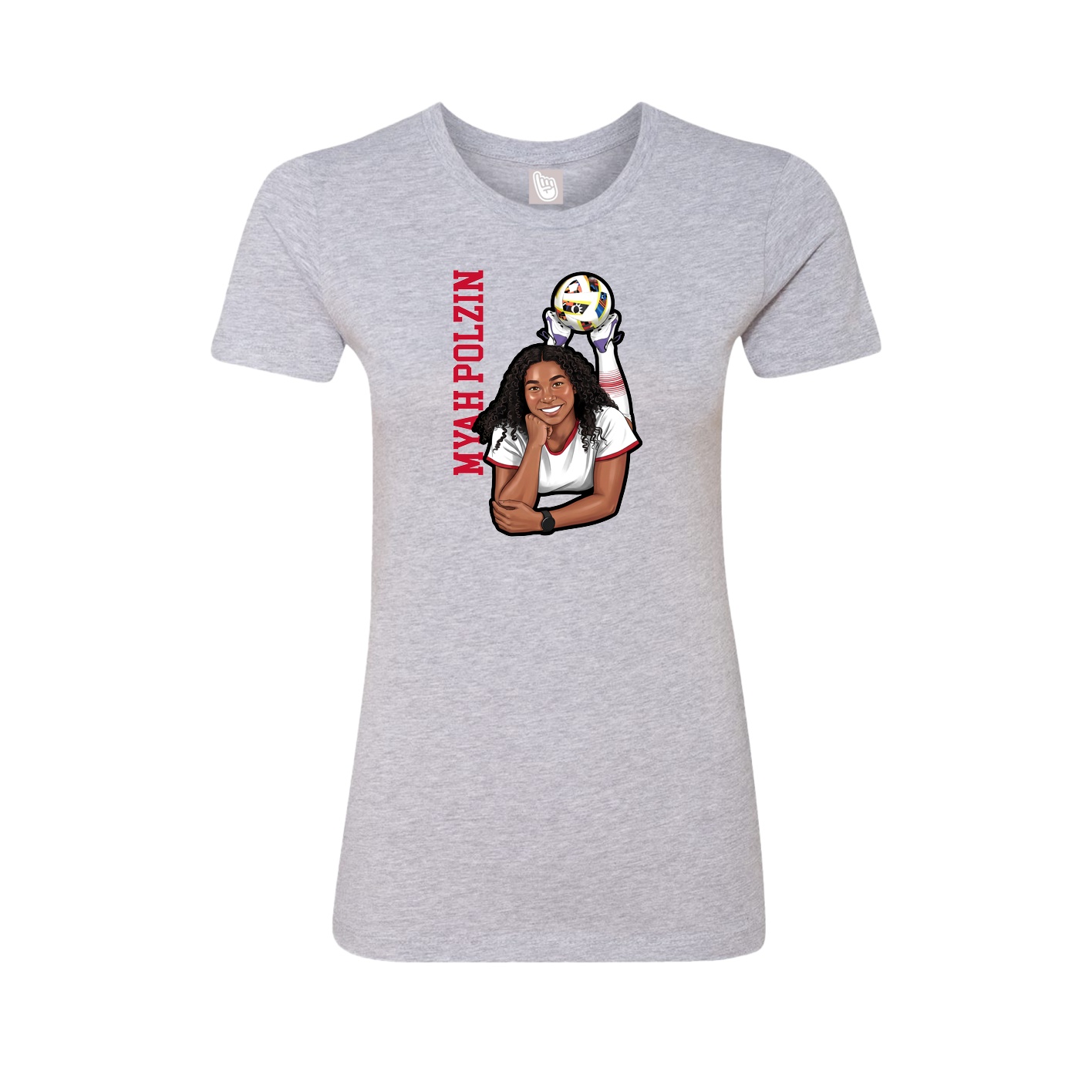 Fitted Women's Tee — Name Vertical in Grey