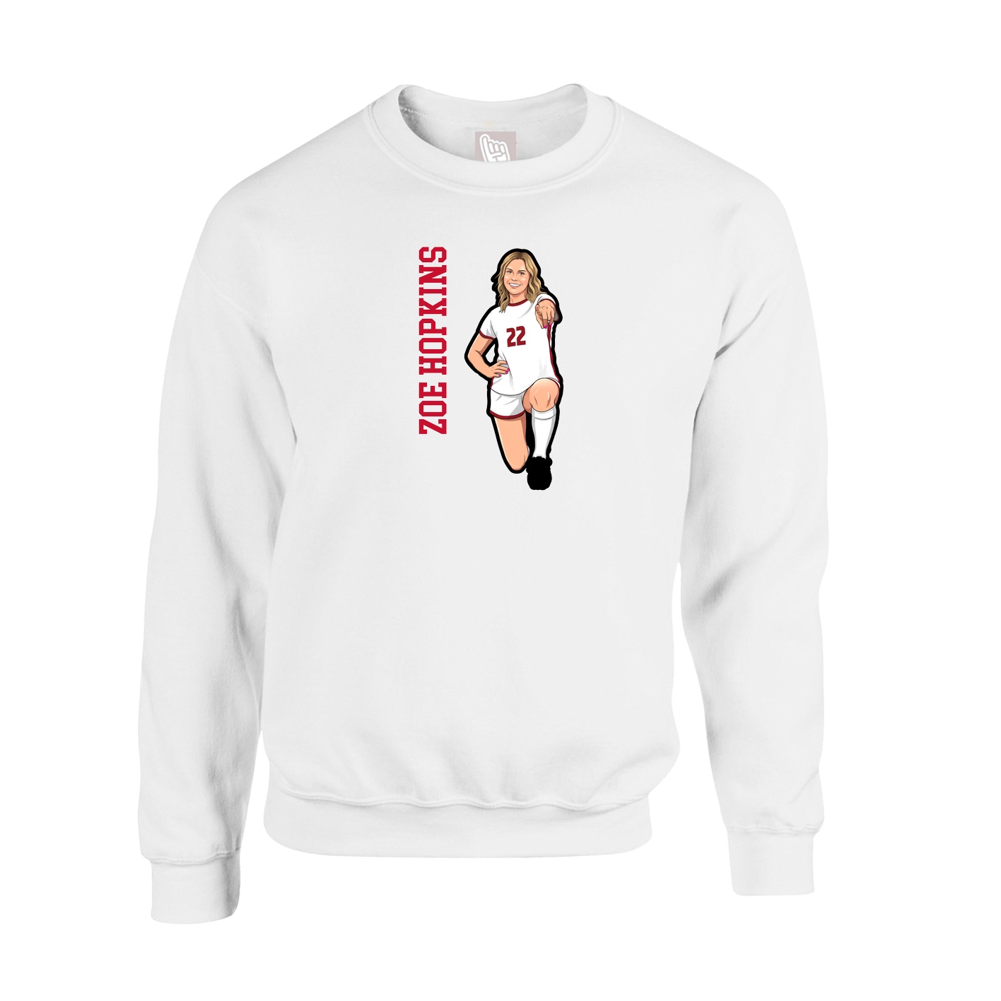 Fleece Crew — Name Vertical in White