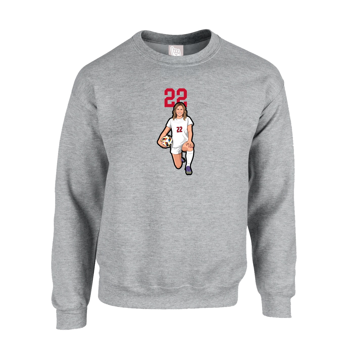 Fleece Crew — Number Top in Grey