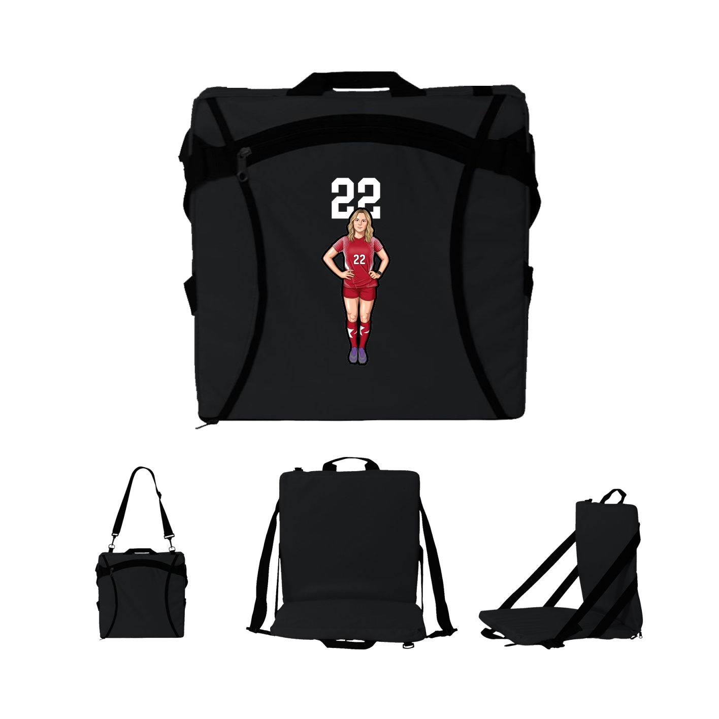 Folding Stadium Seat — Number Top in Black