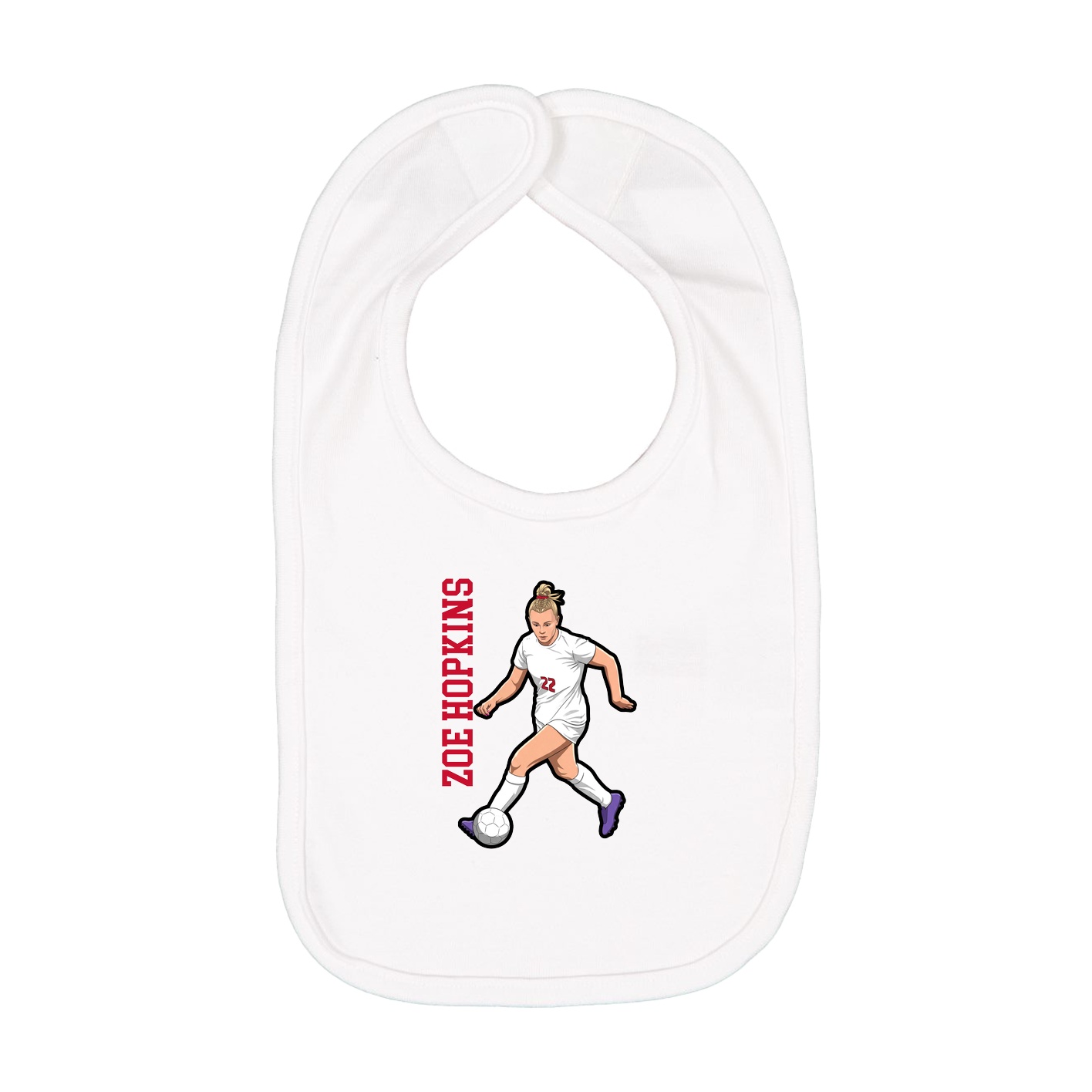 Infant Bib — Name Vertical in White