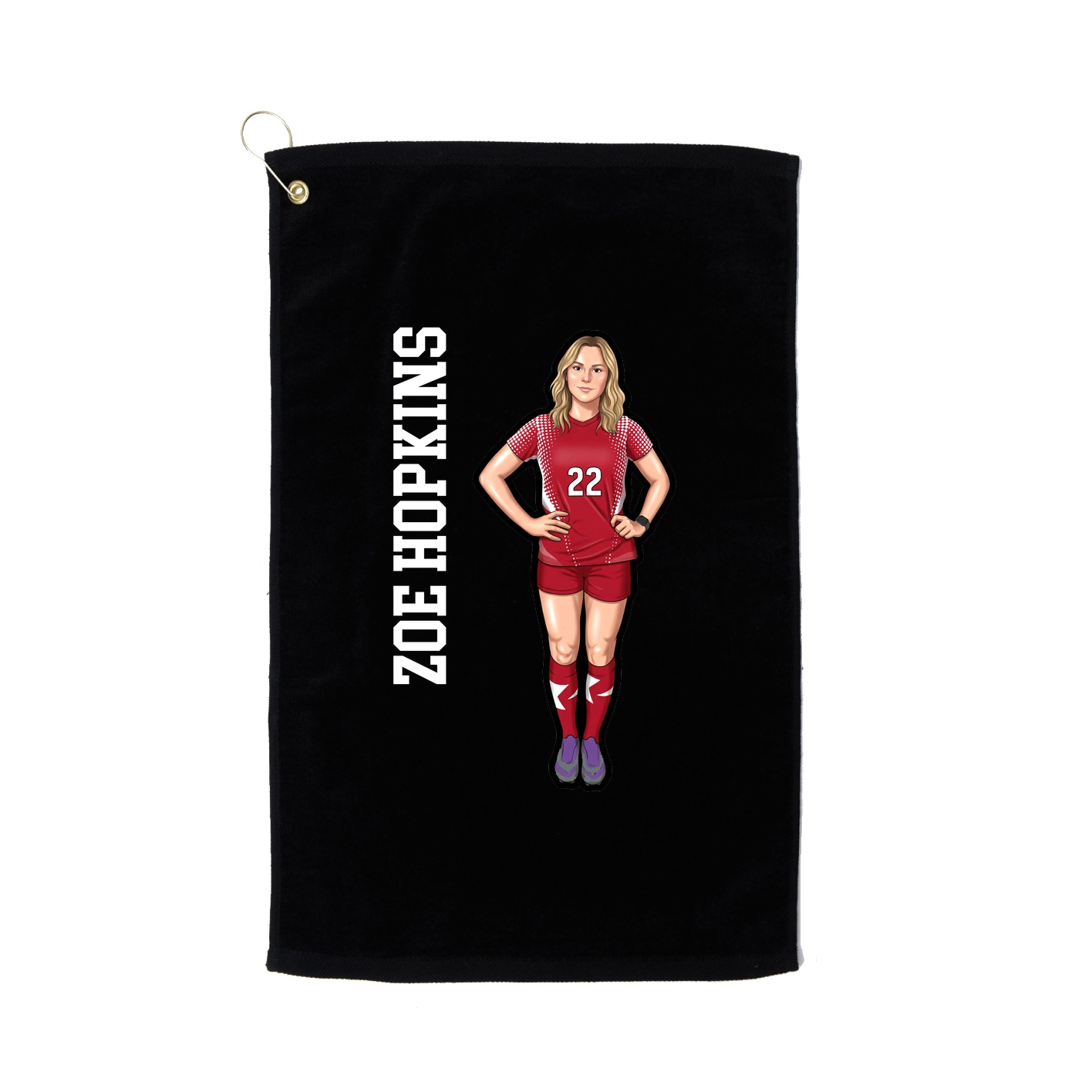 Golf Towel — Name Vertical in Black