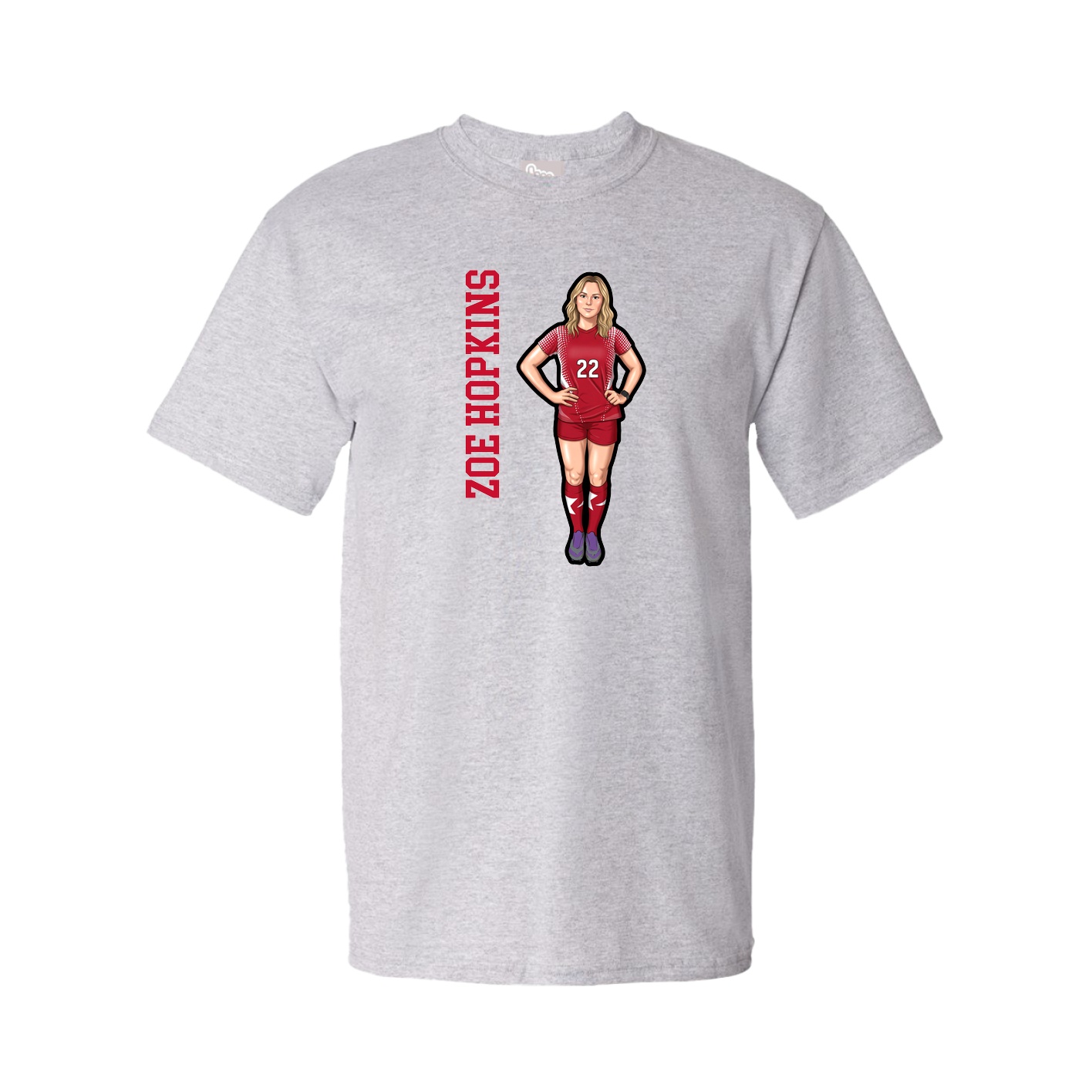 Youth Tee — Name Vertical in Grey