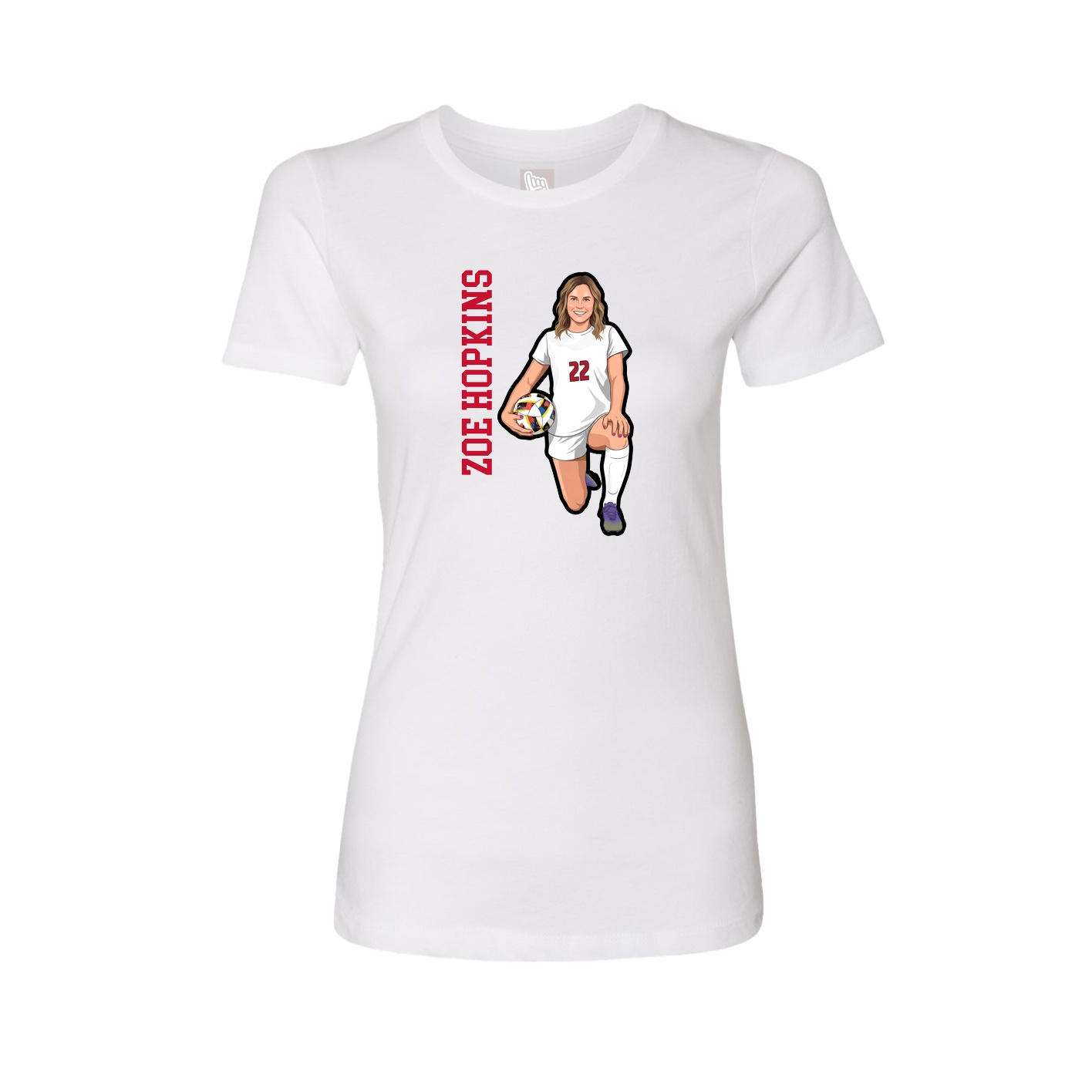 Womens Tee — Name Vertical in White