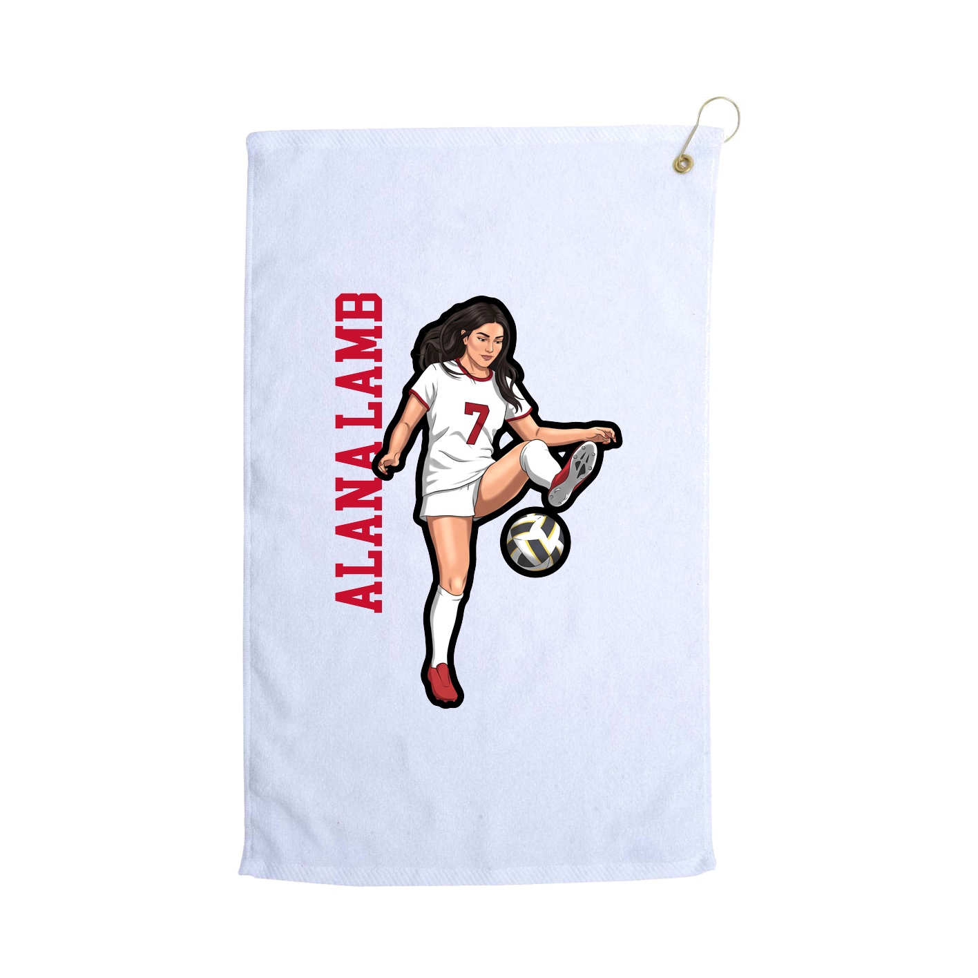 Golf Towel — Name Vertical in White