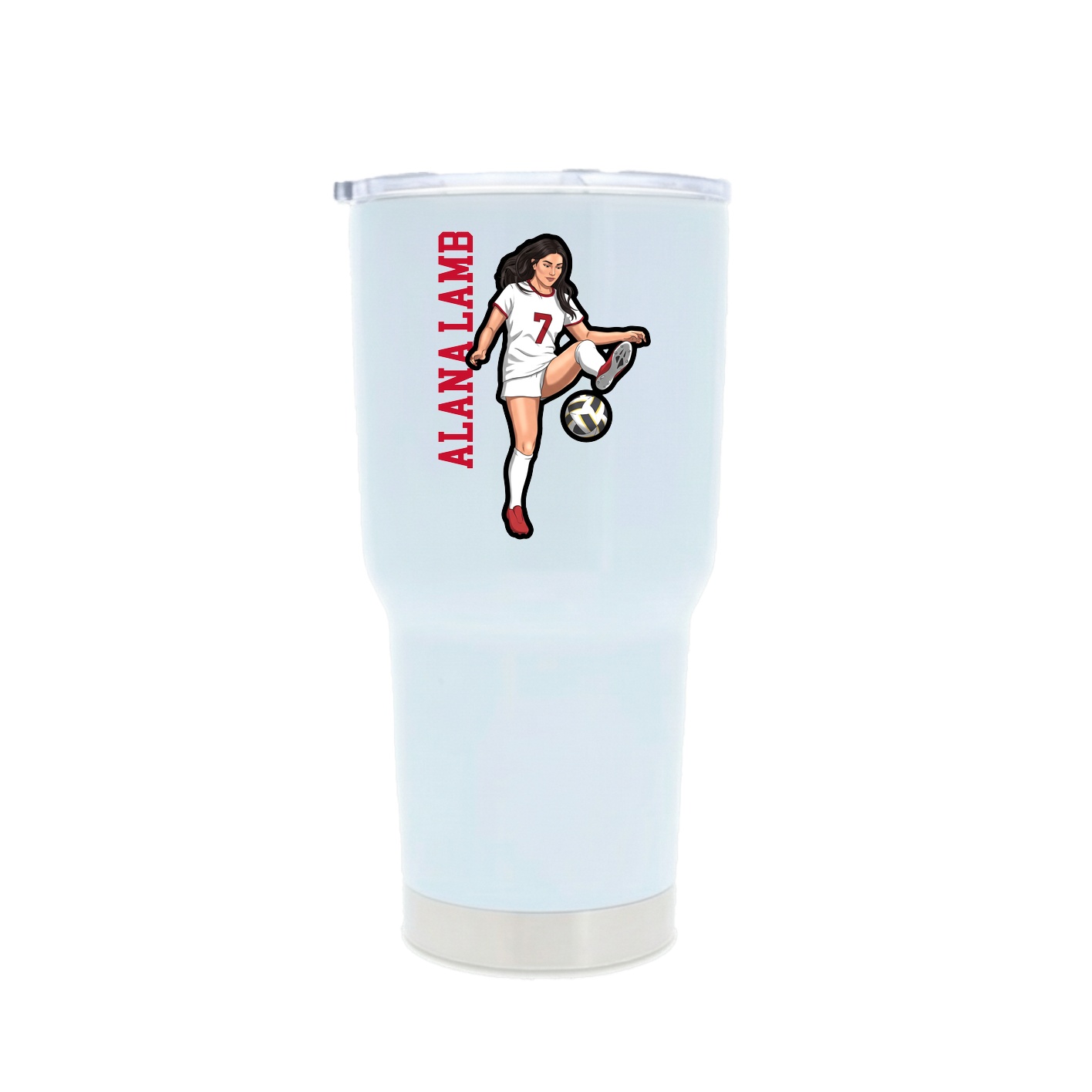 30oz Stainless Steel Tumbler — Name Vertical in White