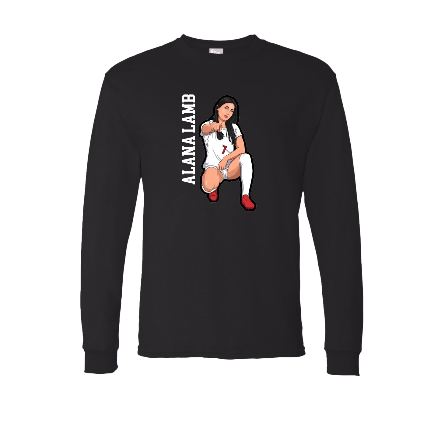 Long Sleeve Tee — Name Vertical in Black