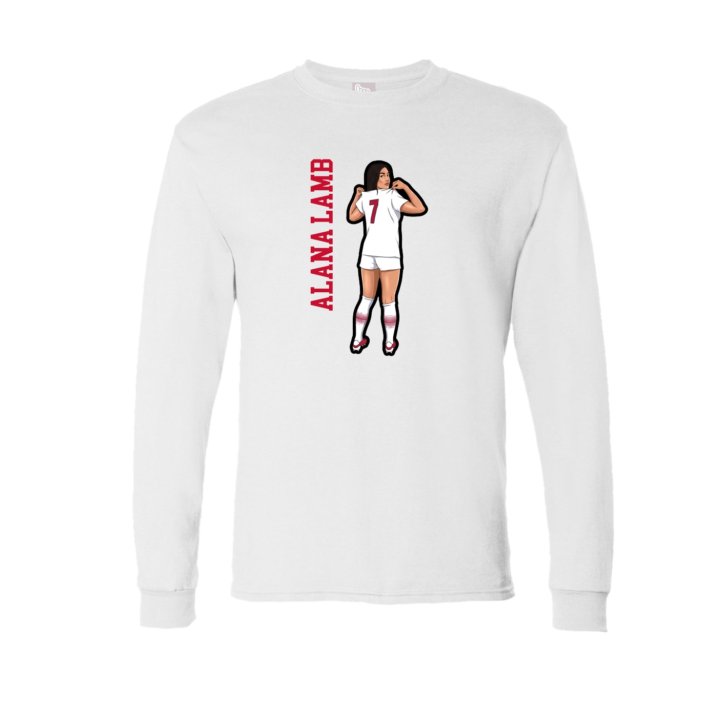 Long Sleeve Tee — Name Vertical in White