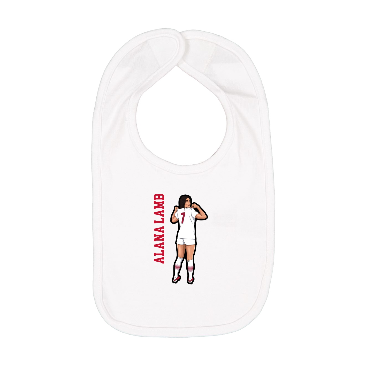 Infant Bib — Name Vertical in White