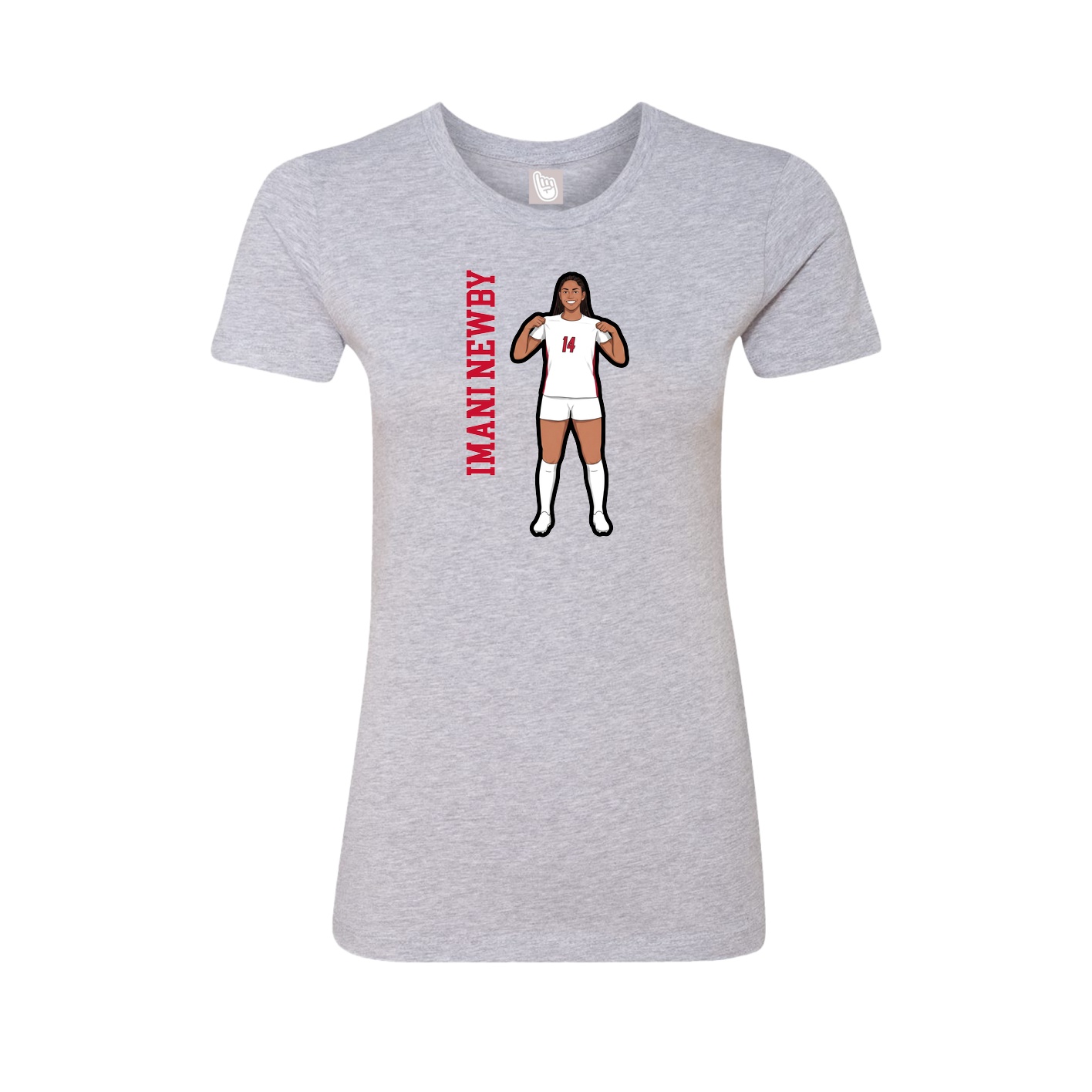 Fitted Women's Tee — Name Vertical in Grey