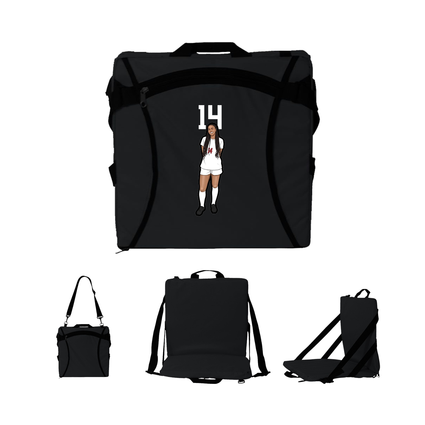 Folding Stadium Seat — Number Top in Black