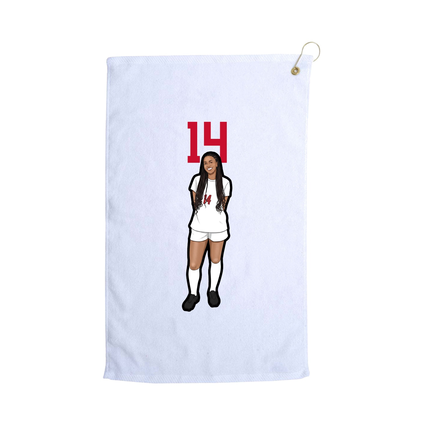 Golf Towel — Number Top in White
