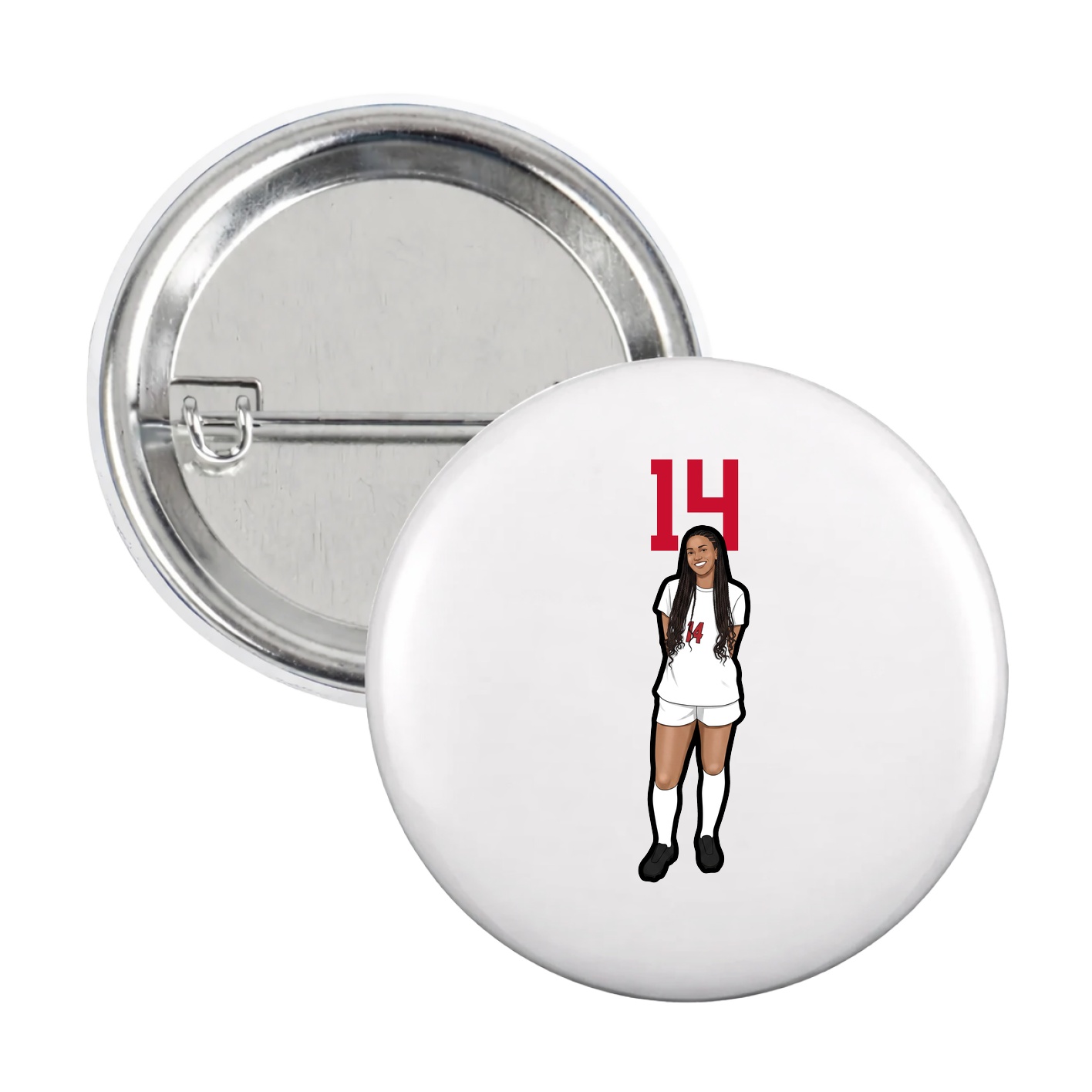 Game Day Button — Number Top in White