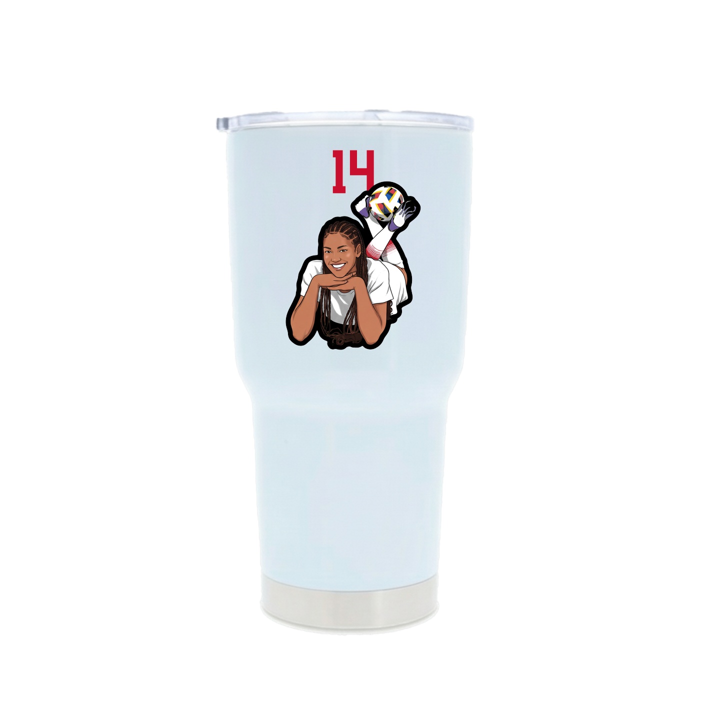 30oz Stainless Steel Tumbler — Number Top in White