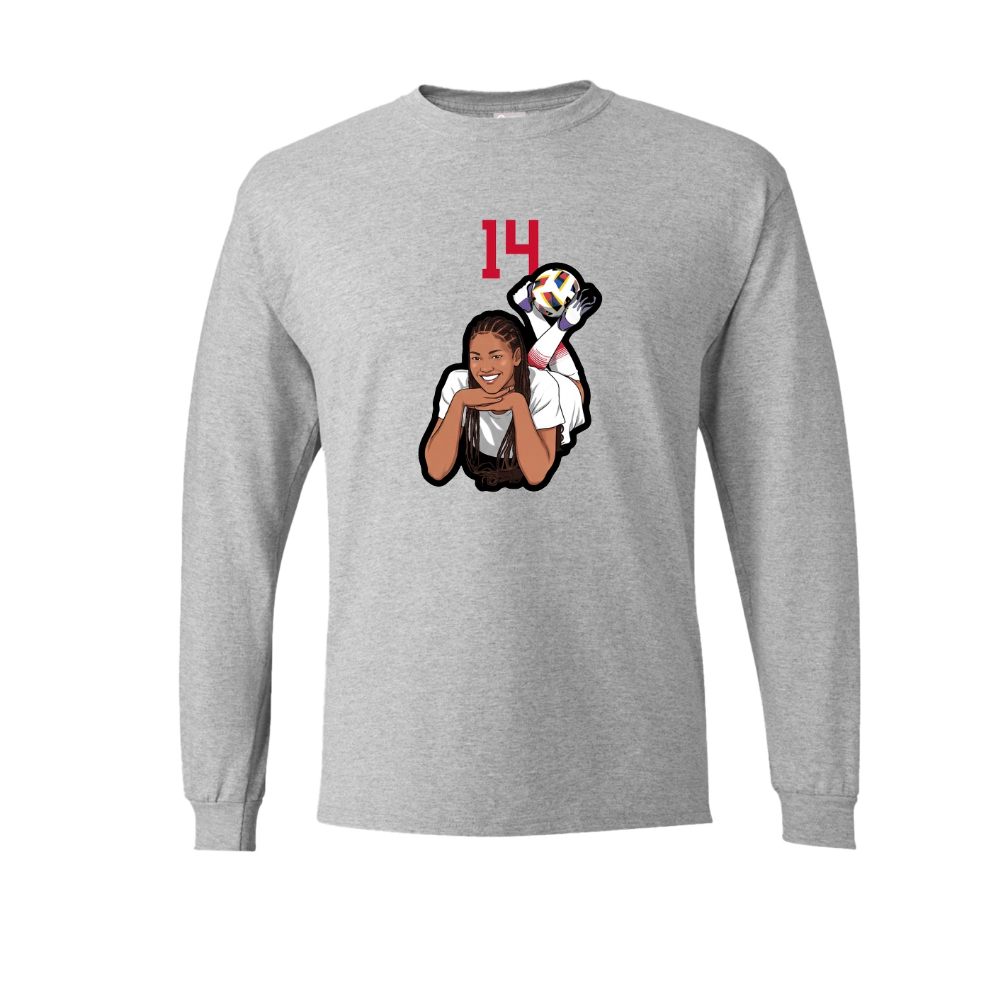 Long Sleeve Tee — Number Top in Grey