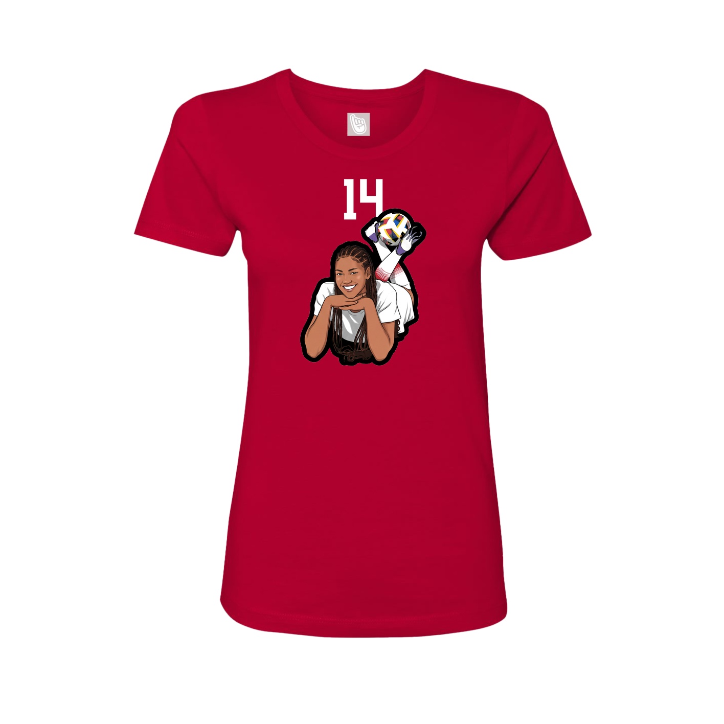 Fitted Women's Tee — Number Top in Red