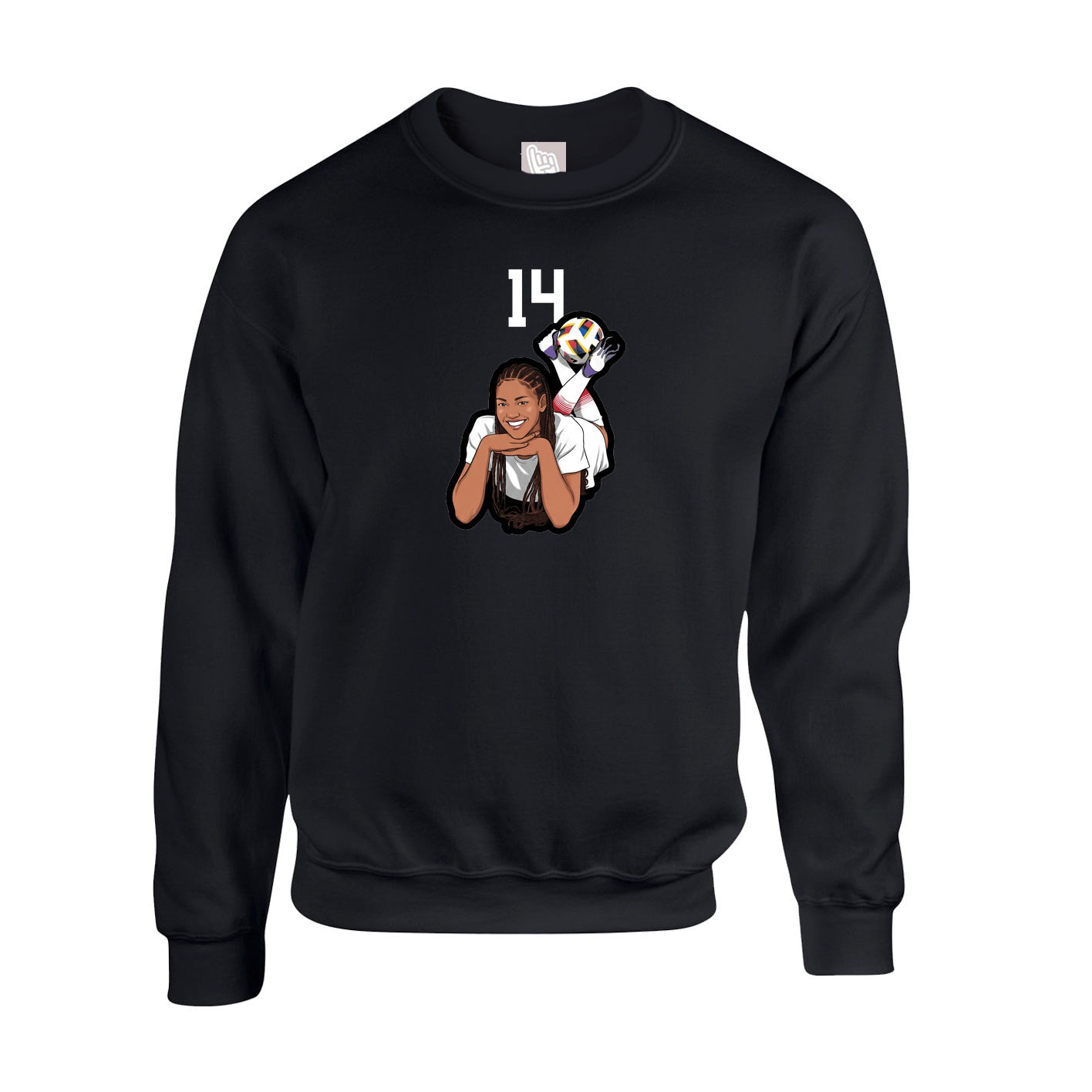 Fleece Crew — Number Top in Black