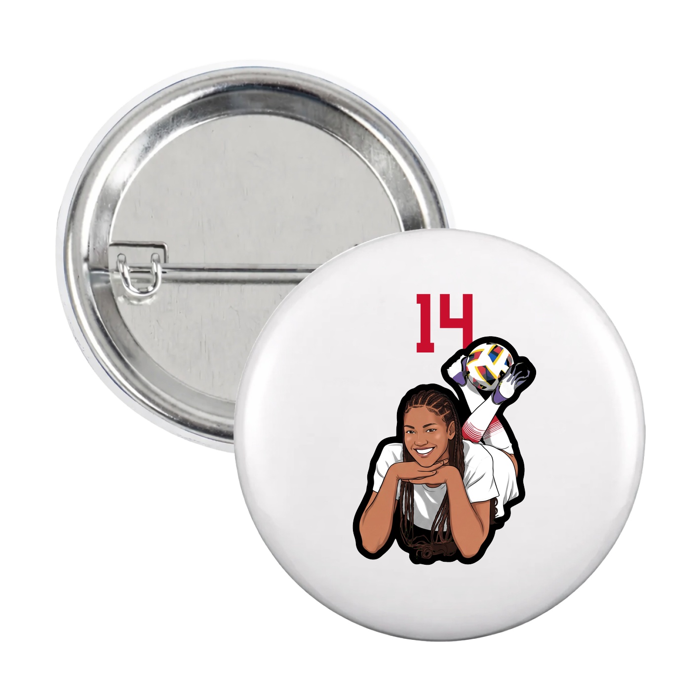 Game Day Button — Number Top in White