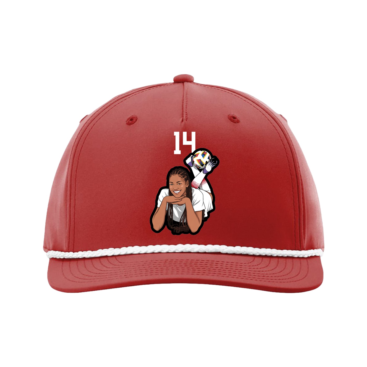 Five-Panel Classic Rope Cap — Number Top in Red