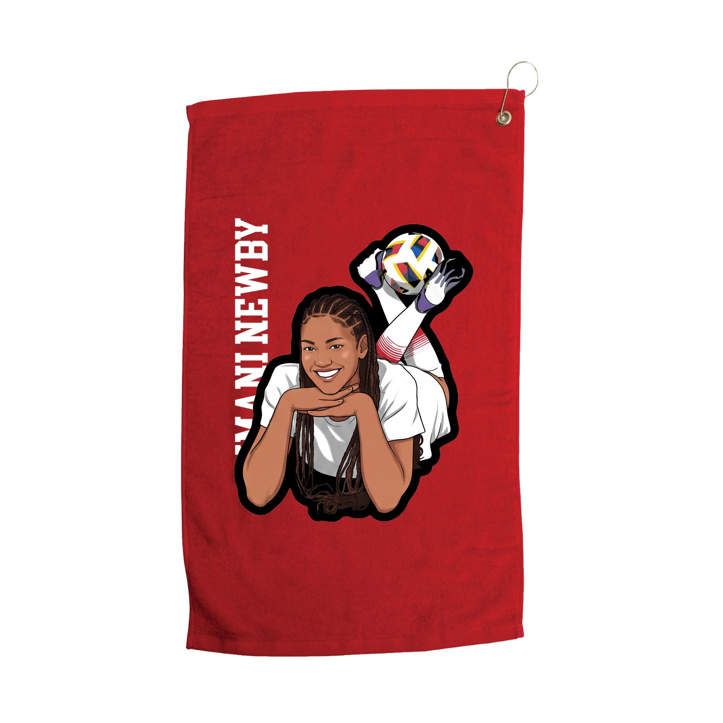 Golf Towel — Name Vertical in Red