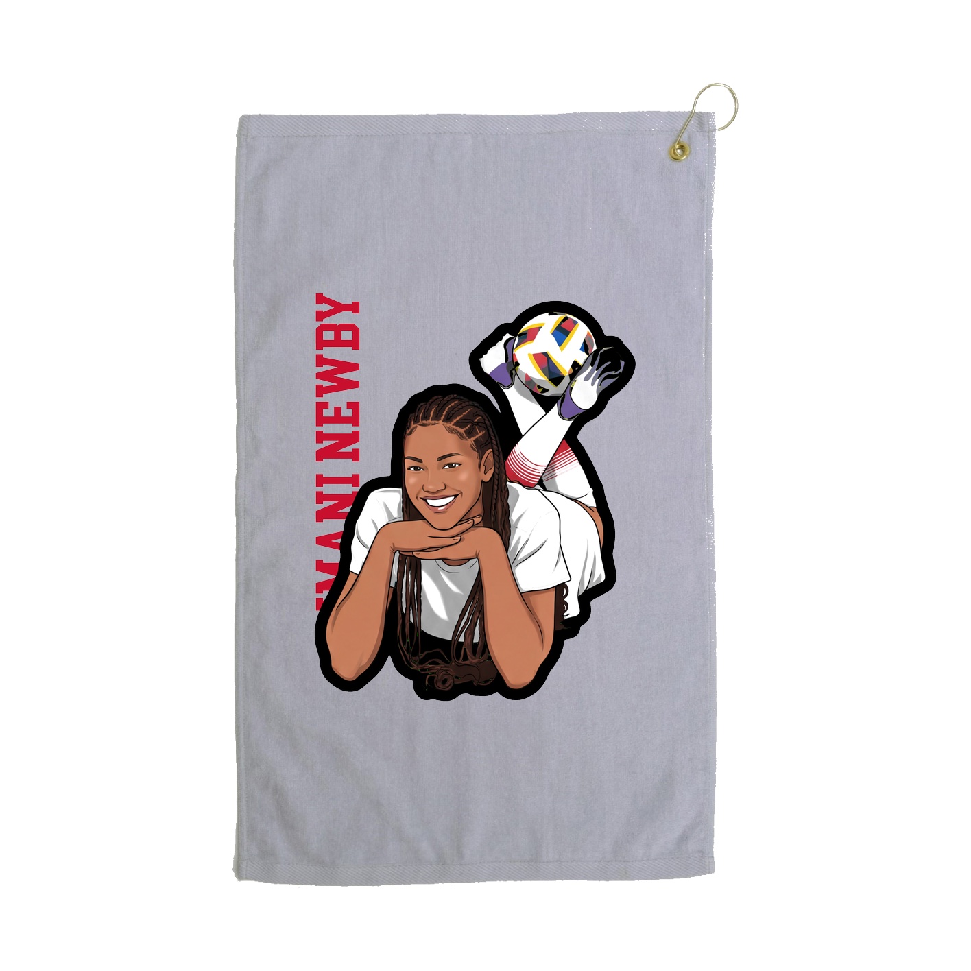 Golf Towel — Name Vertical in Grey