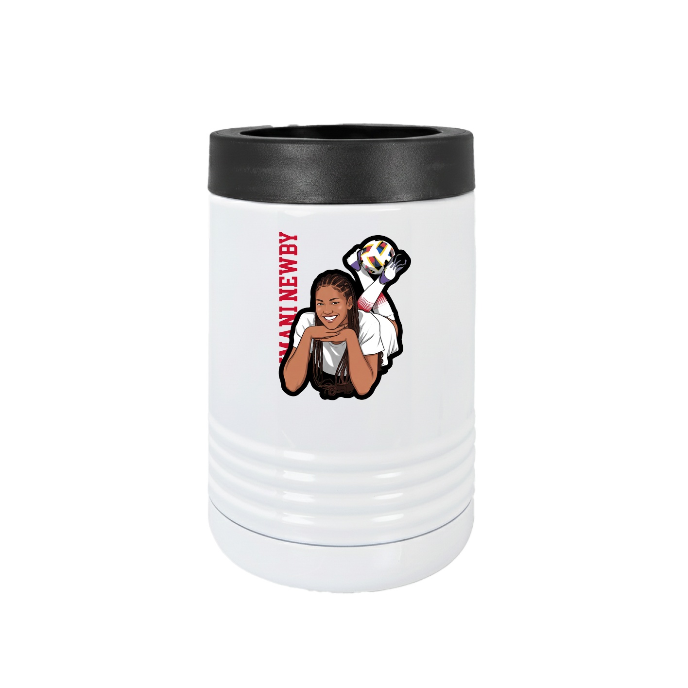 Beverage Holder — Name Vertical in White