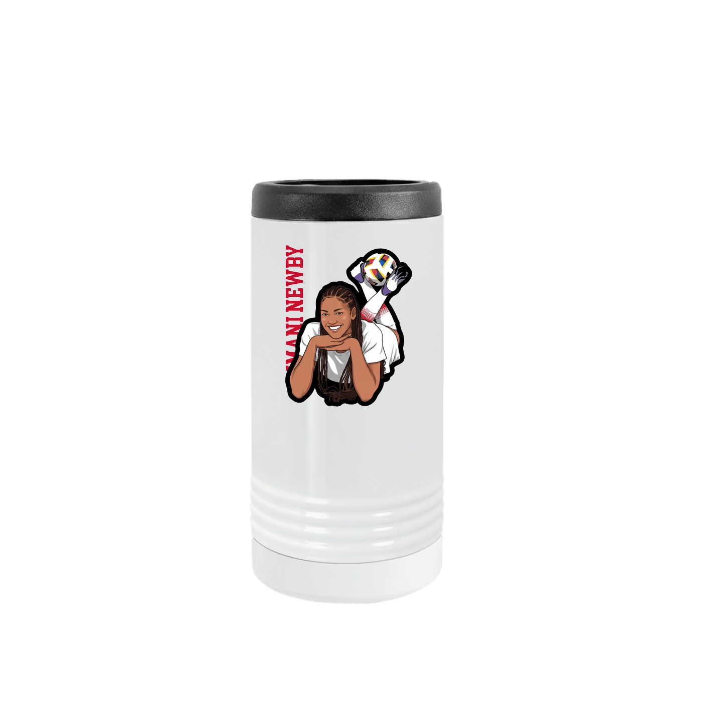 Slim Beverage Holder — Name Vertical in White