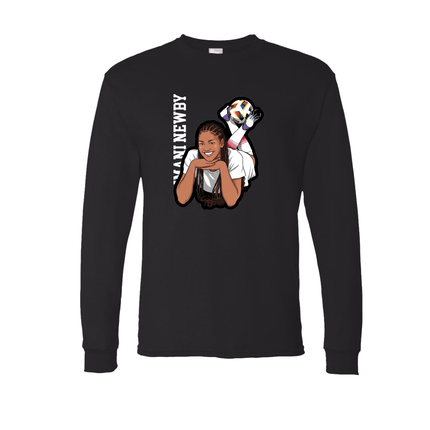 Long Sleeve Tee — Name Vertical in Black