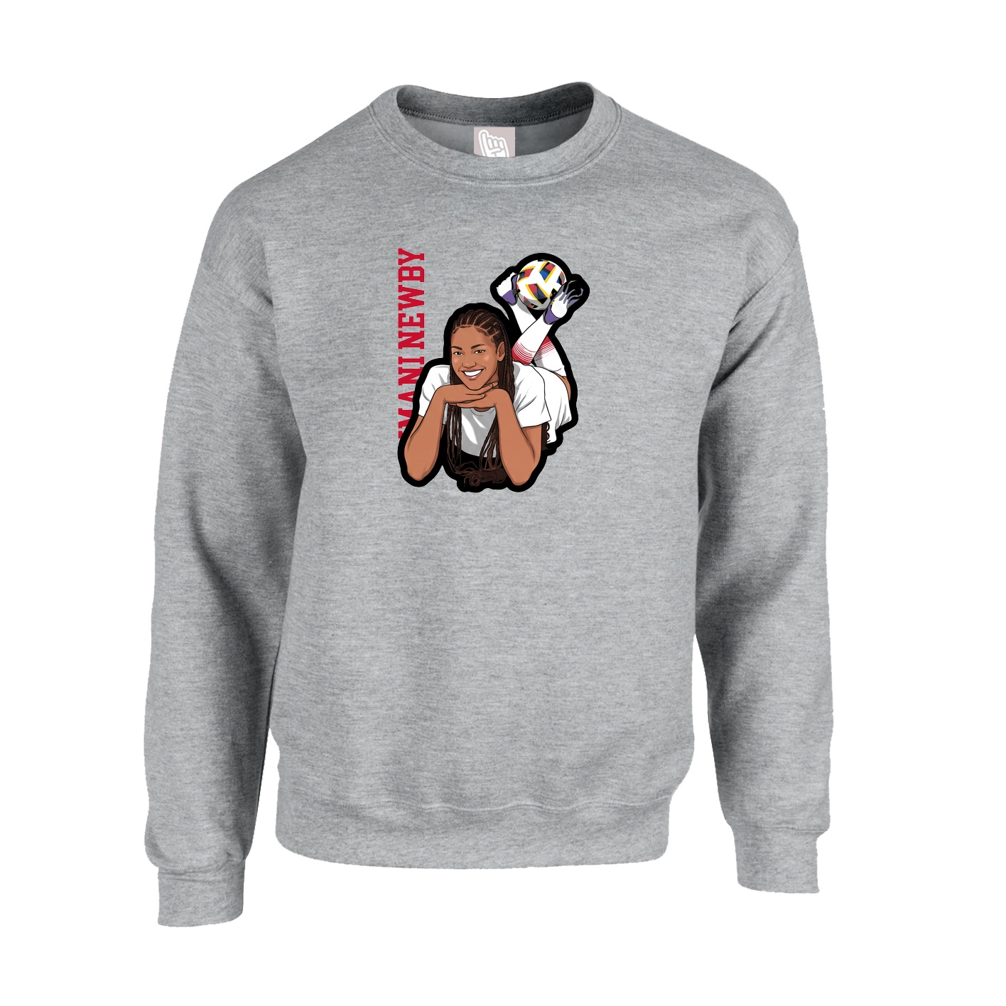 Fleece Crew — Name Vertical in Grey