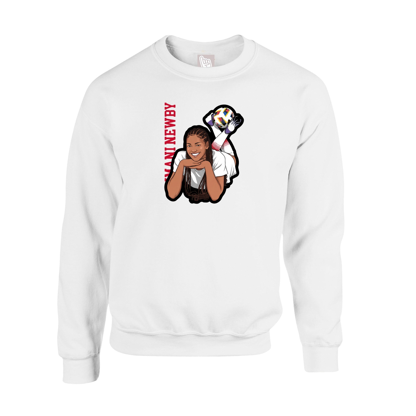 Fleece Crew — Name Vertical in White