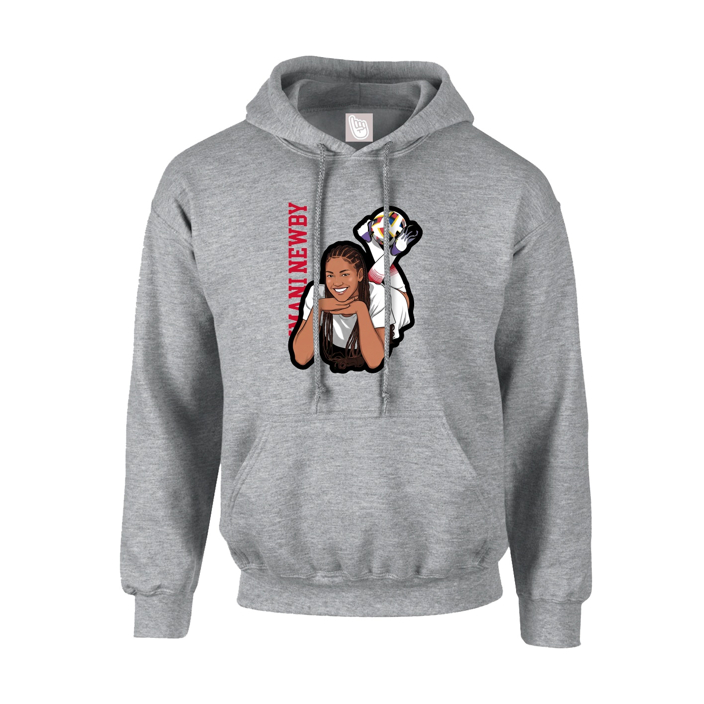 Youth Hoodie — Name Vertical in Grey