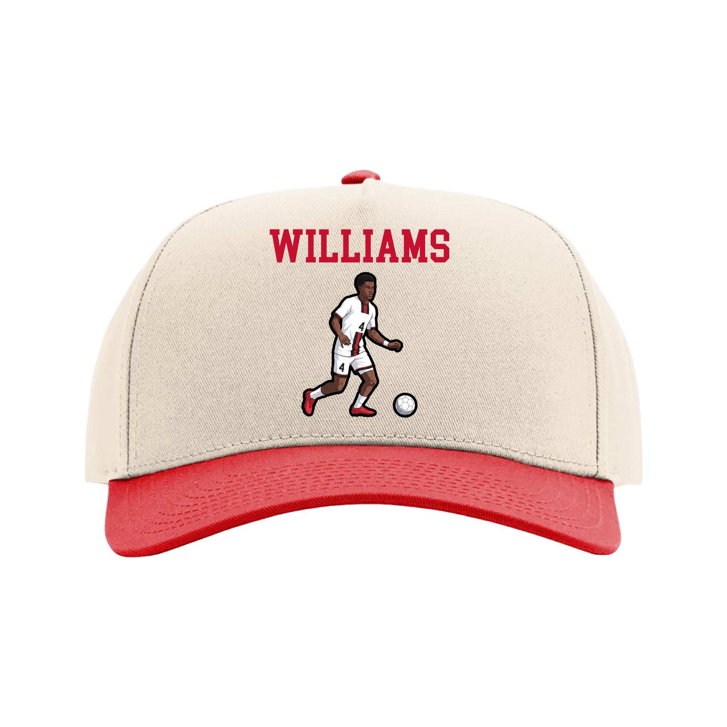 Full Fabric Five-Panel Champ Cap — Shirsey in Cream/Red