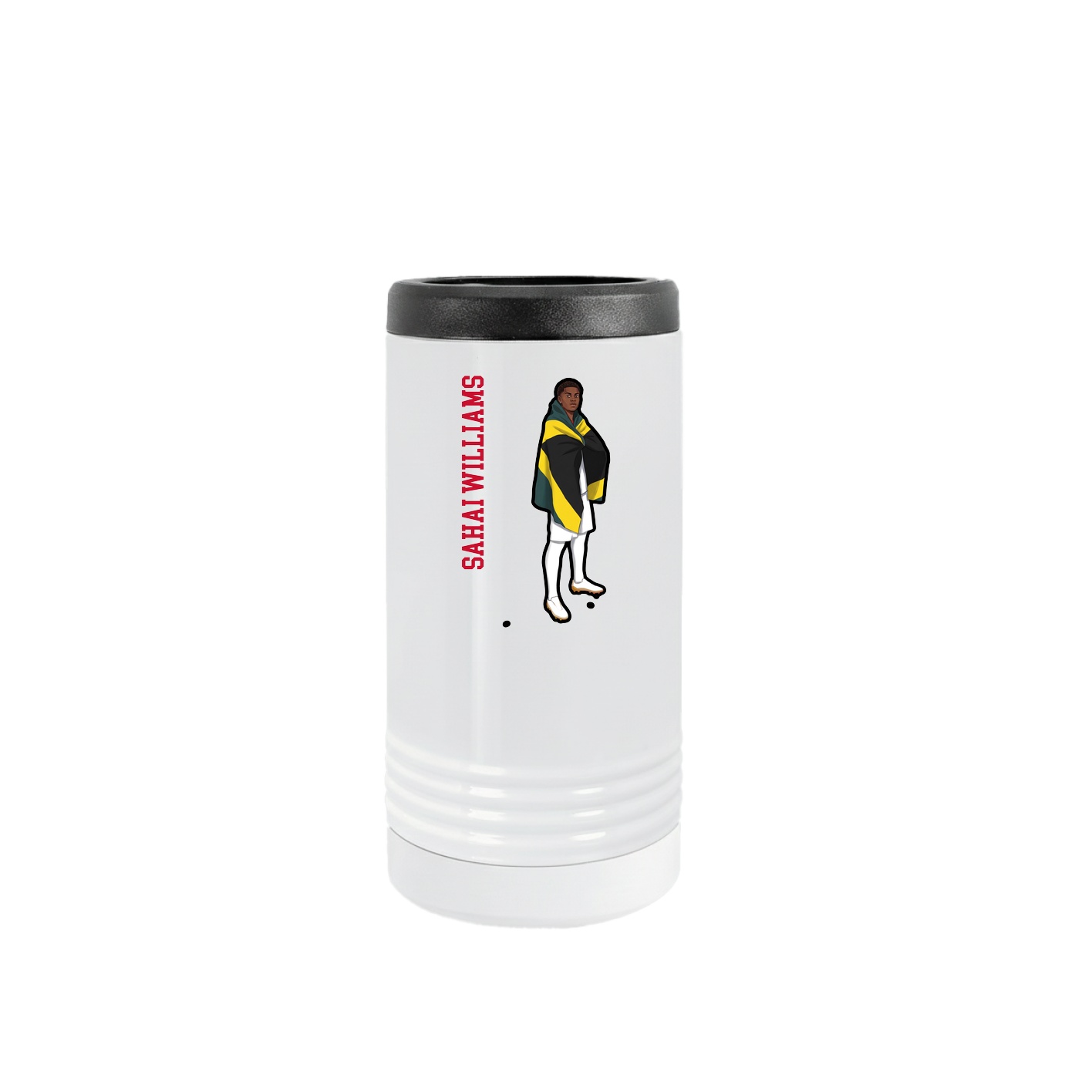Slim Beverage Holder — Name Vertical in White