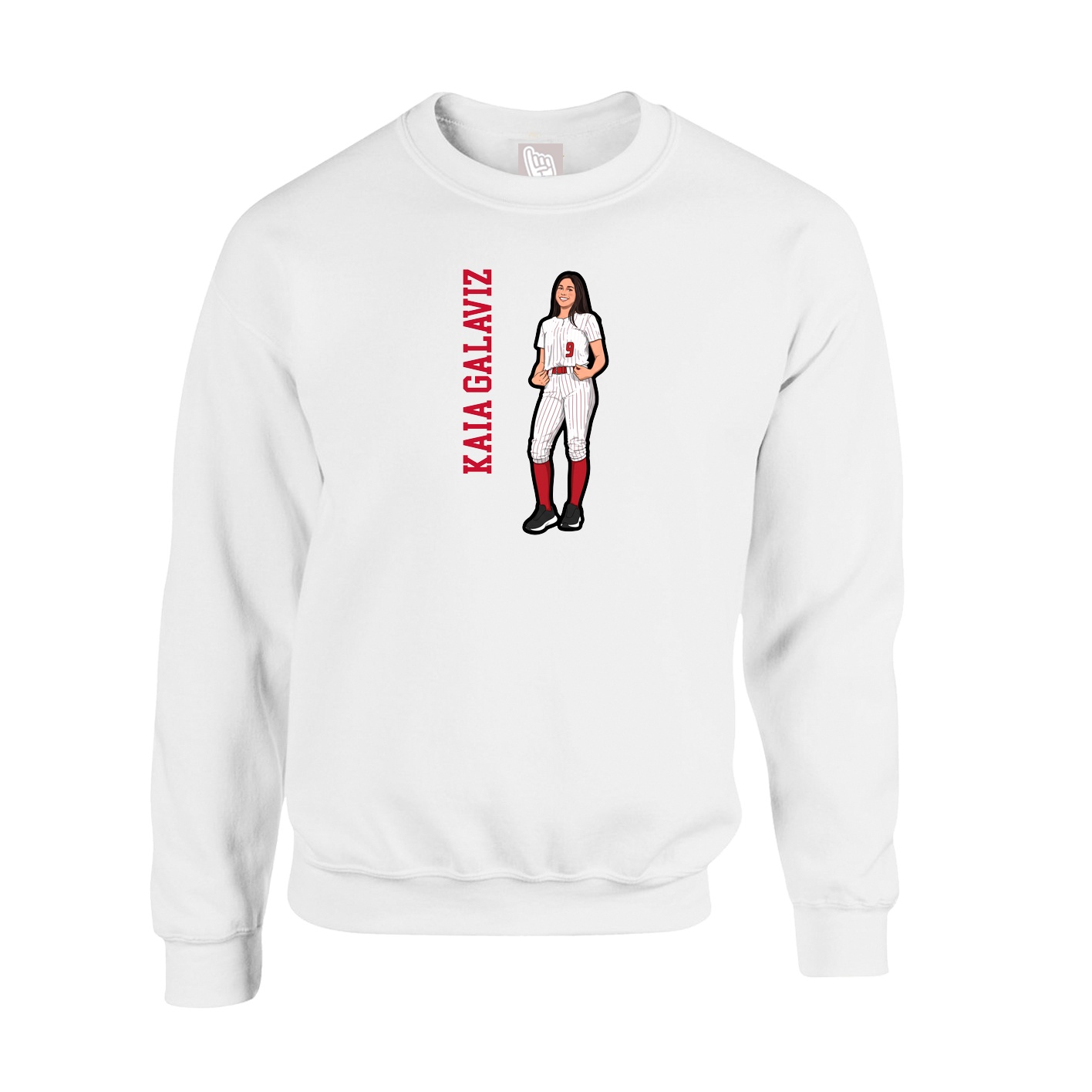 Fleece Crew — Name Vertical in White
