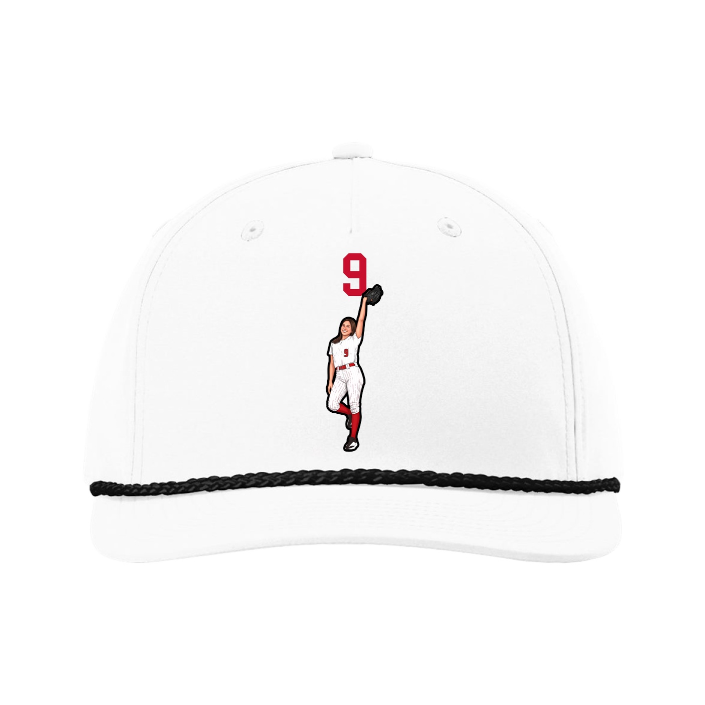 Five-Panel Classic Rope Cap — Number Top in White