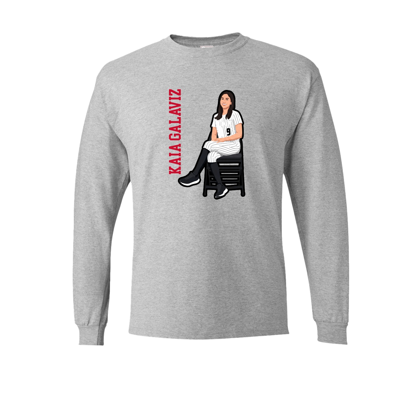 Long Sleeve Tee — Name Vertical in Grey