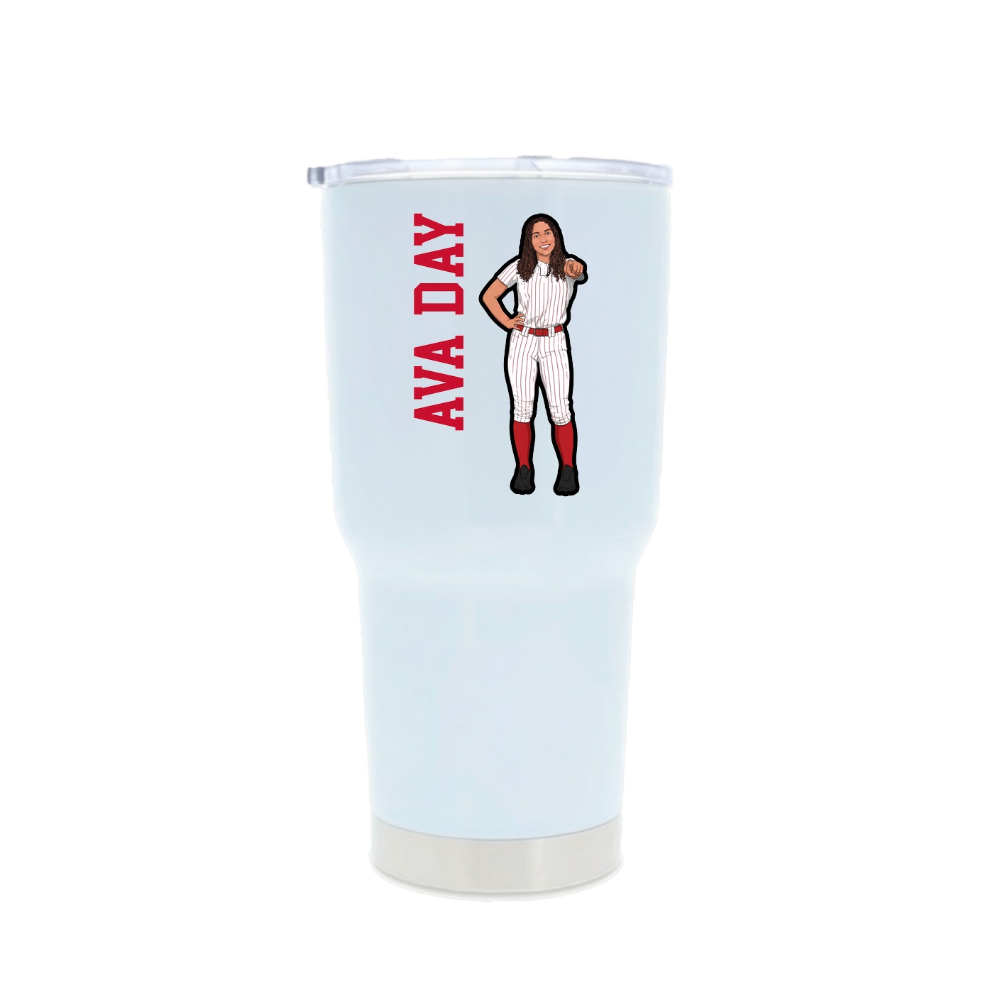 30oz Stainless Steel Tumbler — Name Vertical in White