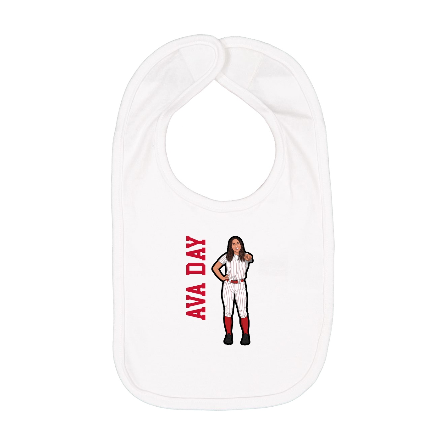 Infant Bib — Name Vertical in White