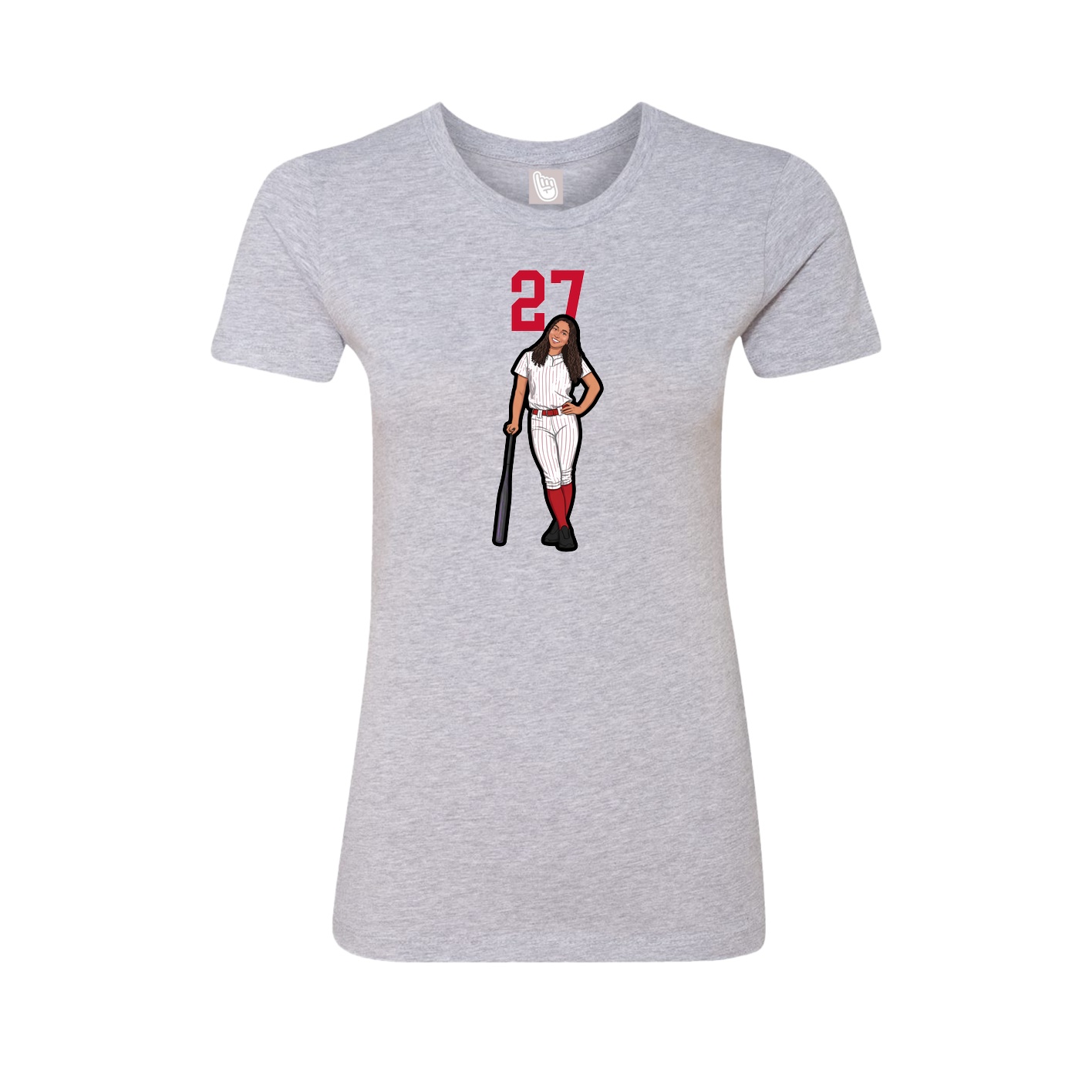 Fitted Women's Tee — Number Top in Grey