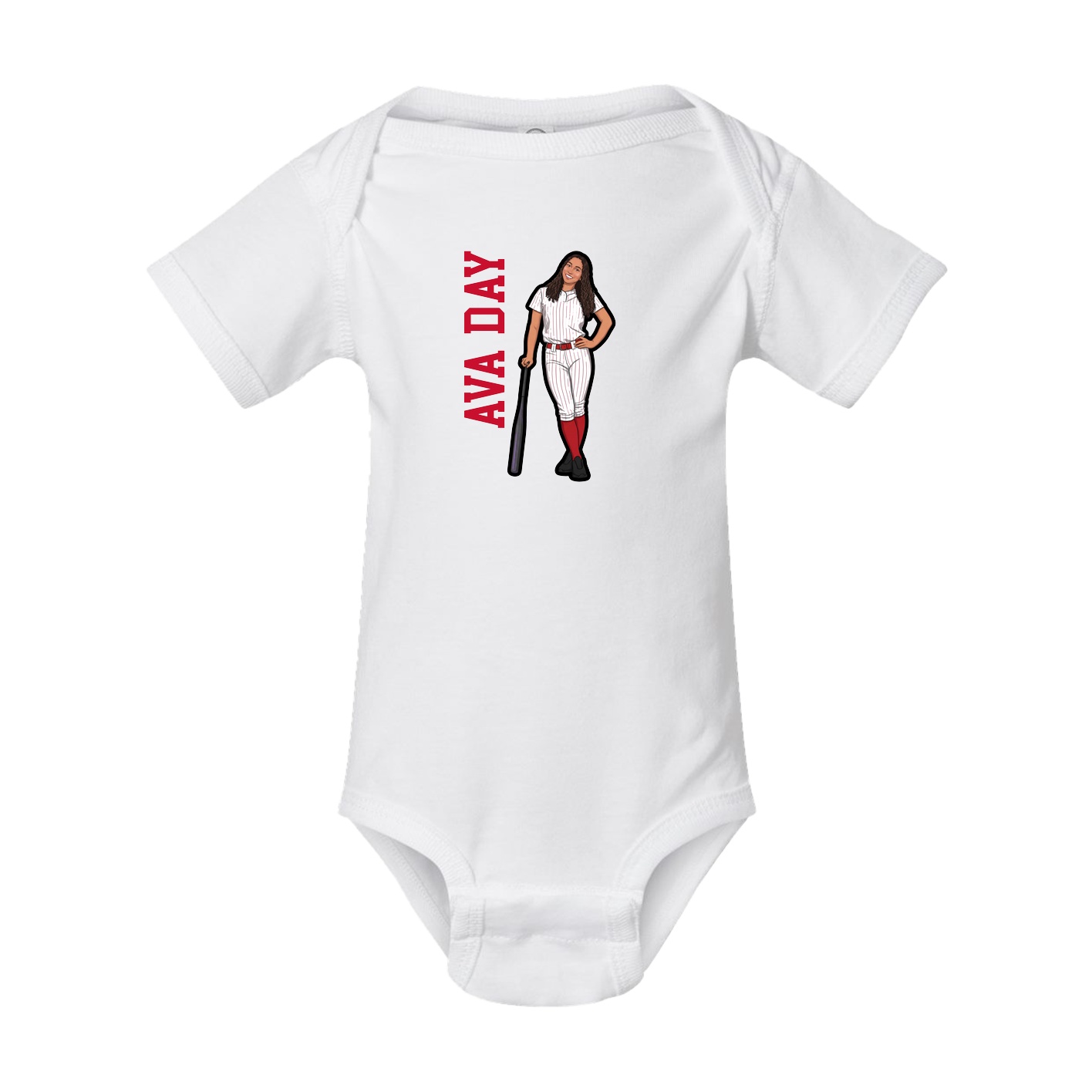 Baby Onesie — Name Vertical in White