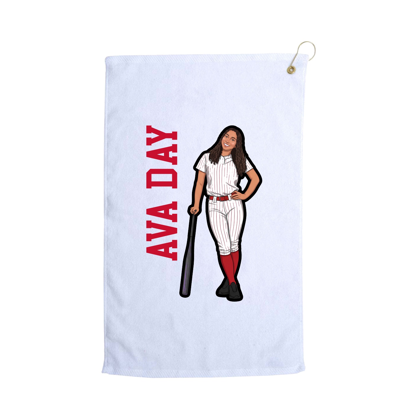 Golf Towel — Name Vertical in White