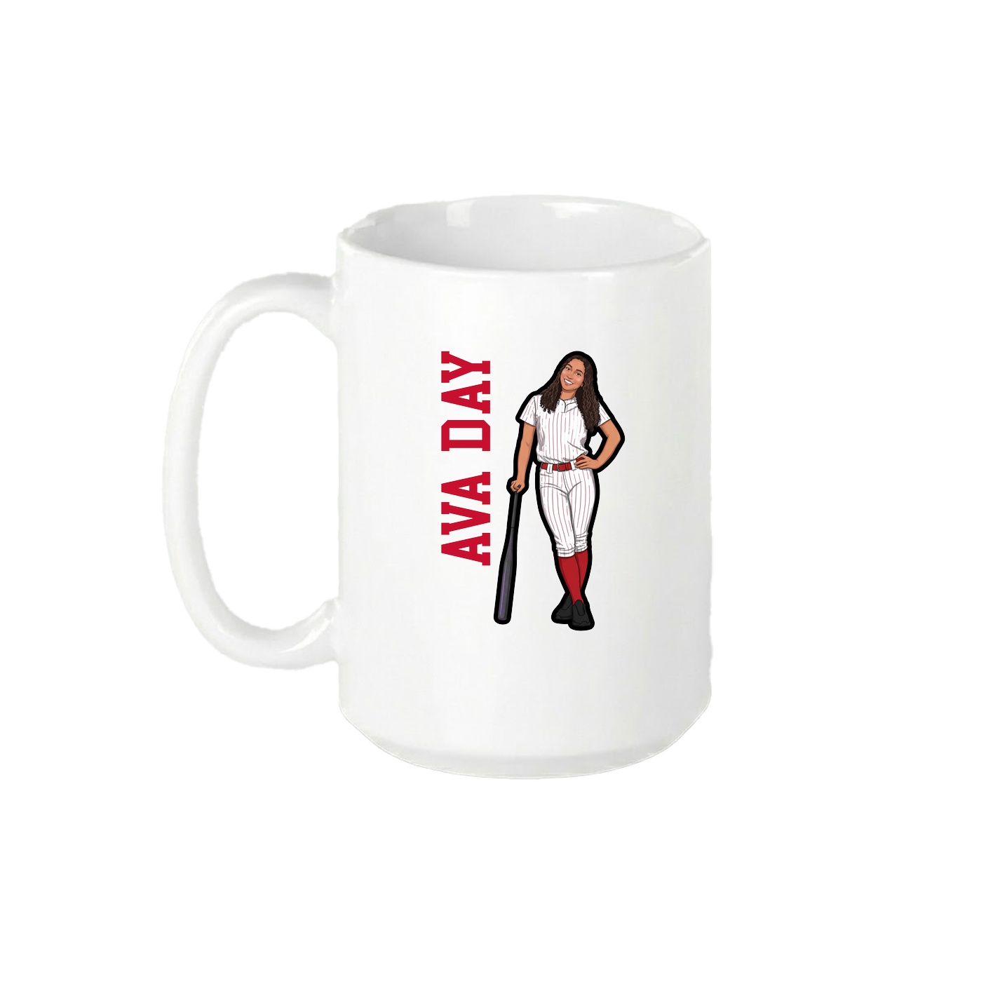 15oz Coffee Mug — Name Vertical in White