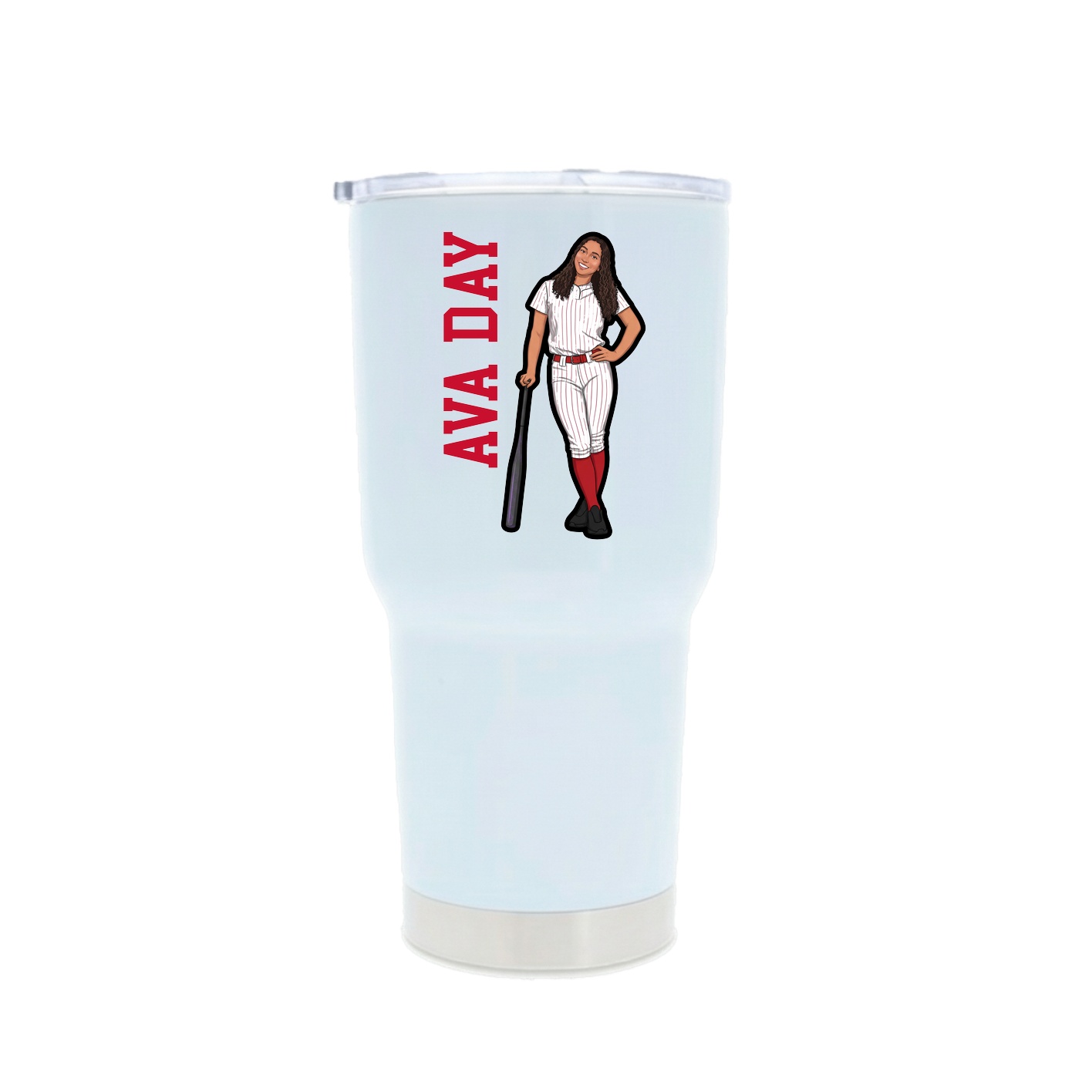 30oz Stainless Steel Tumbler — Name Vertical in White