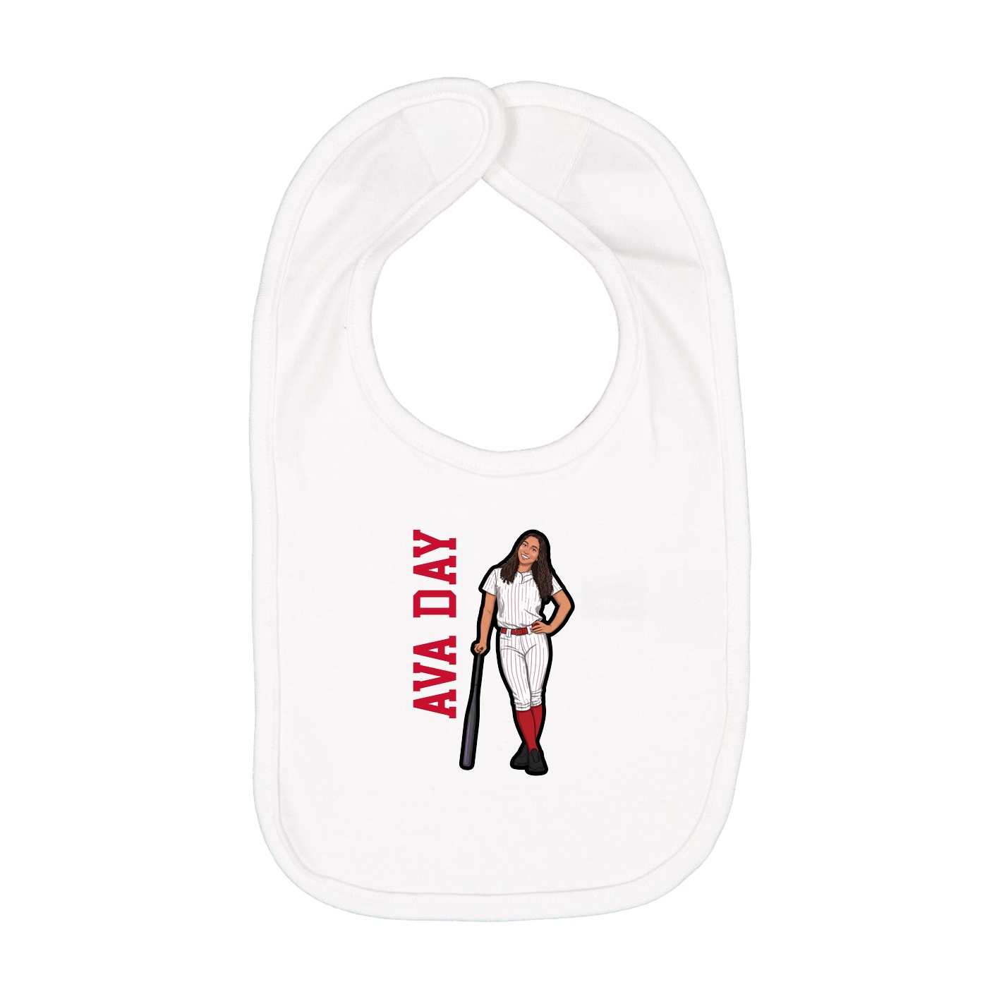 Infant Bib — Name Vertical in White