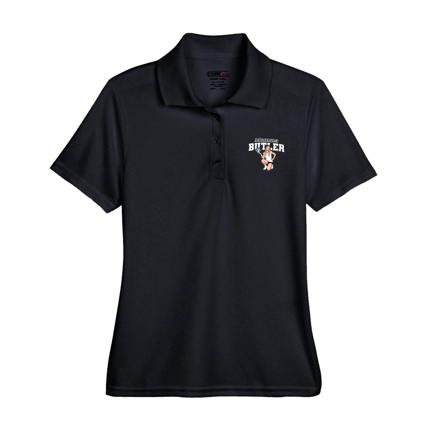 Womens Performance Polo — Mothers Day Block in Black