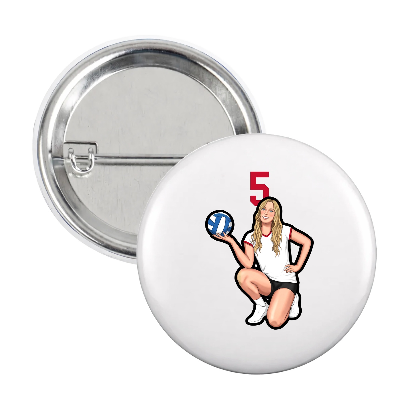 Game Day Button — Number Top in White